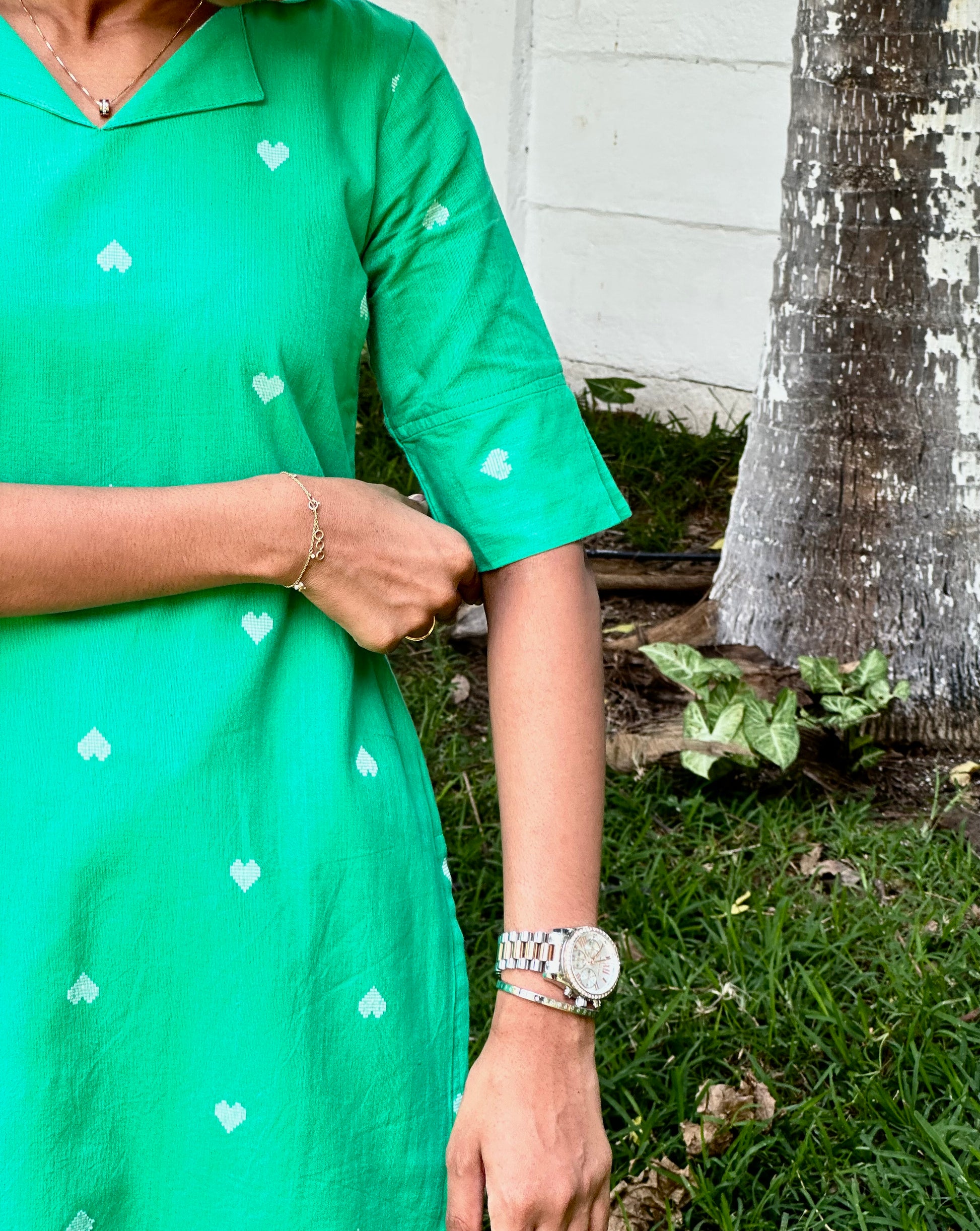 Neon Green Heart Kurta Set