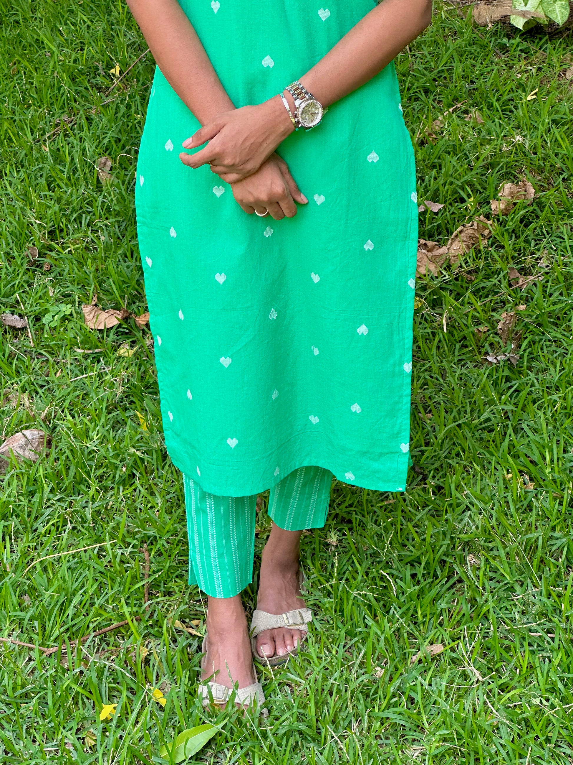 Neon Green Heart Kurta Set
