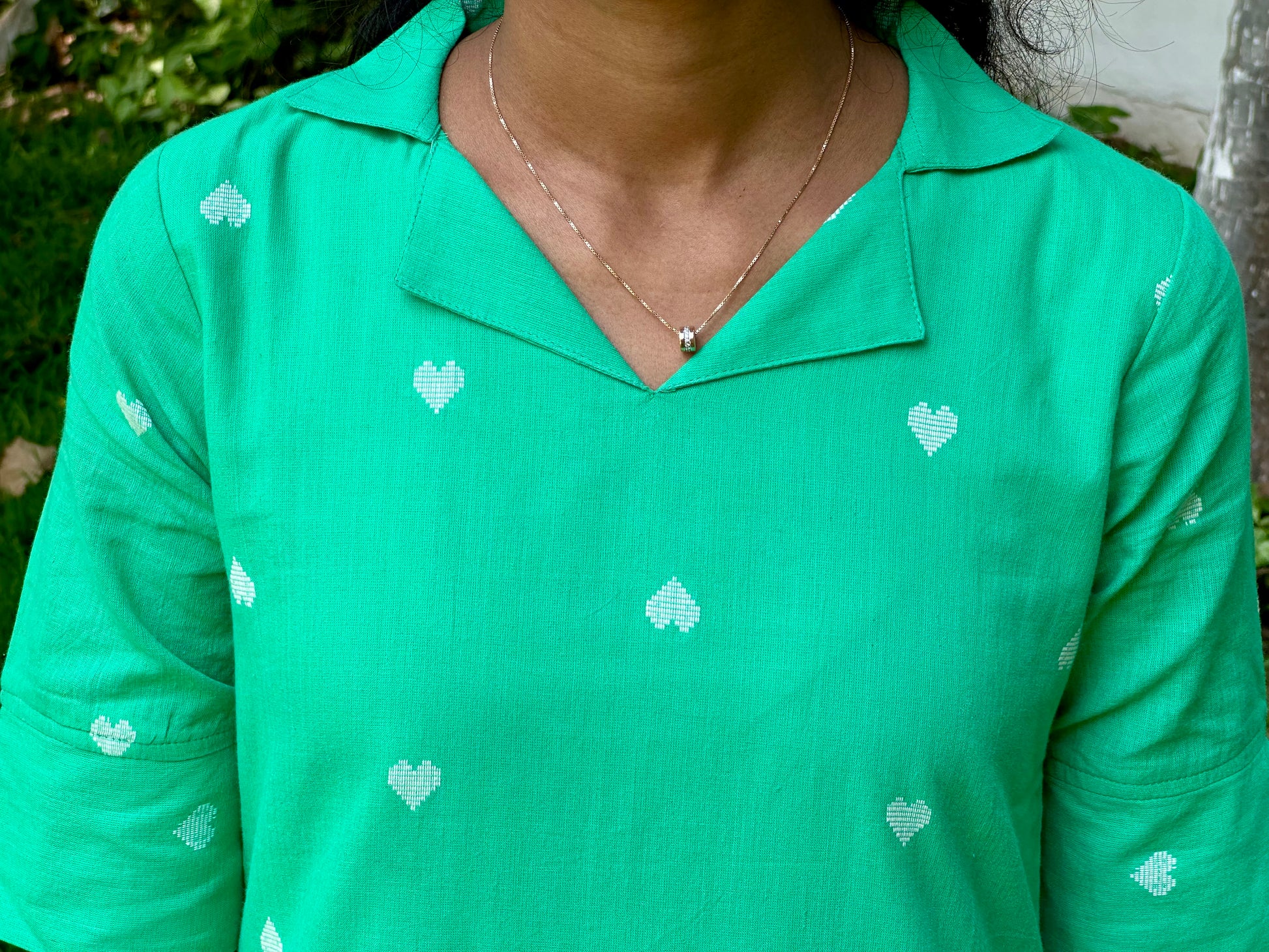 Neon Green Heart Kurta Set