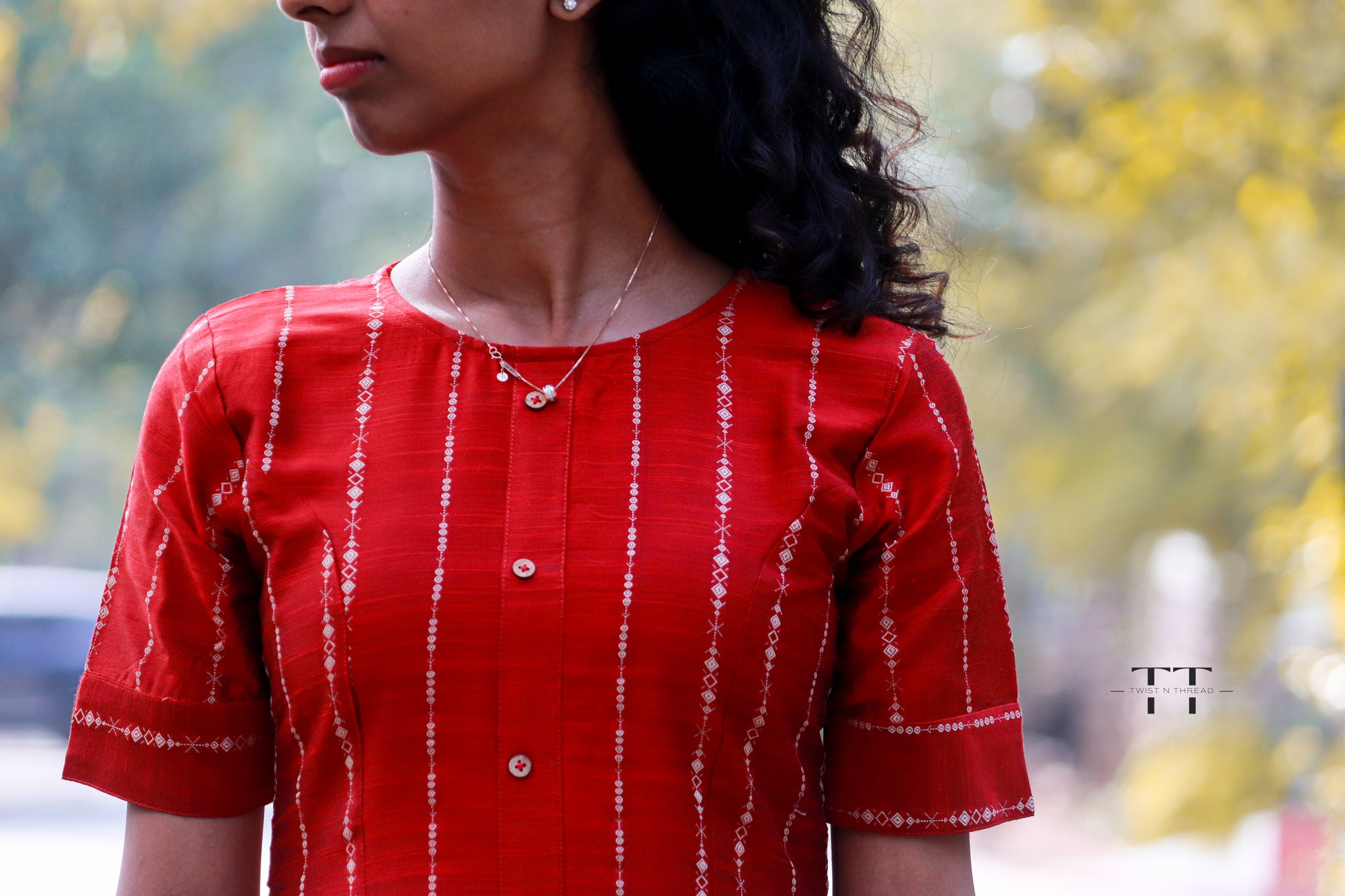 Red rawsilk aline Dress