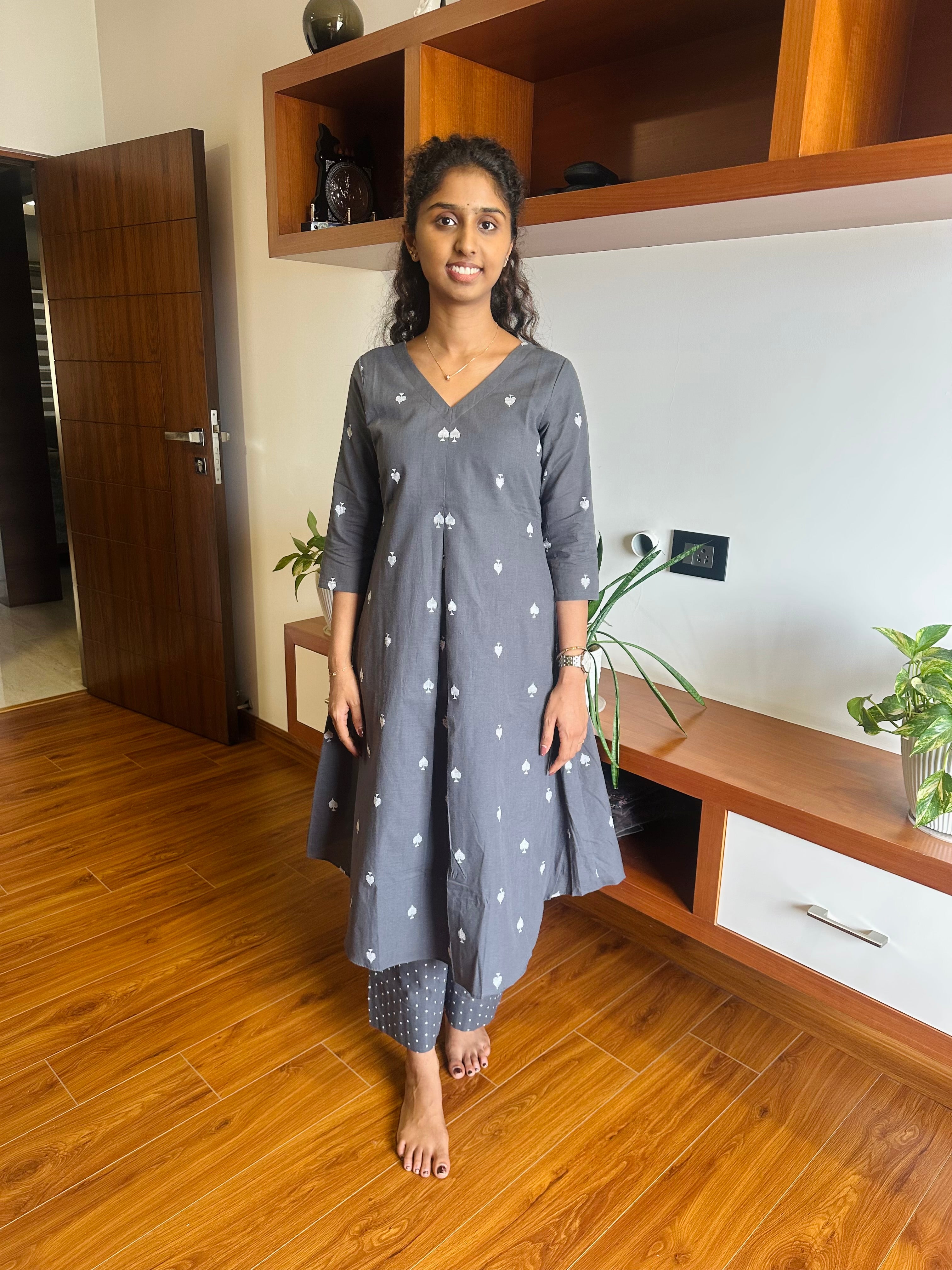 Grey Handloom Kurta set