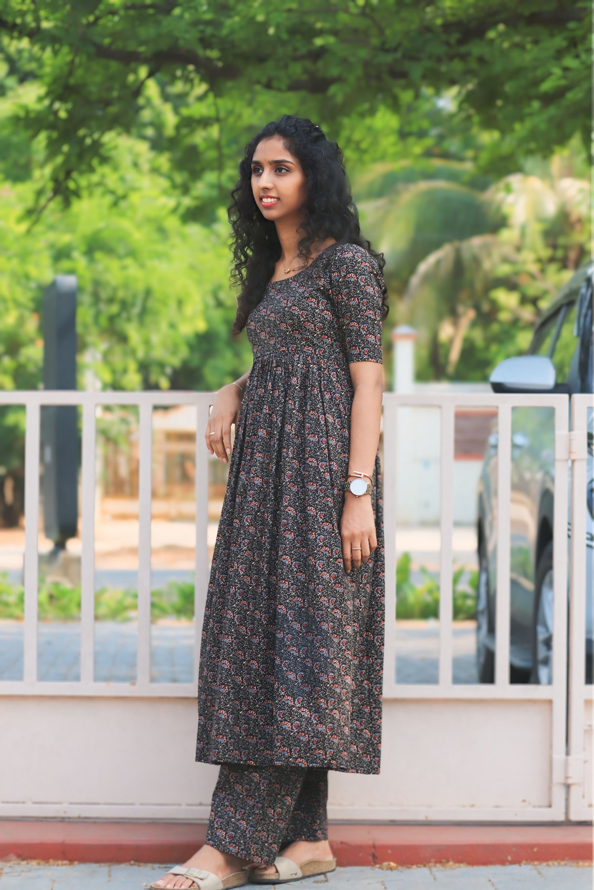 Black Cotton kurta and Plazzo pant set