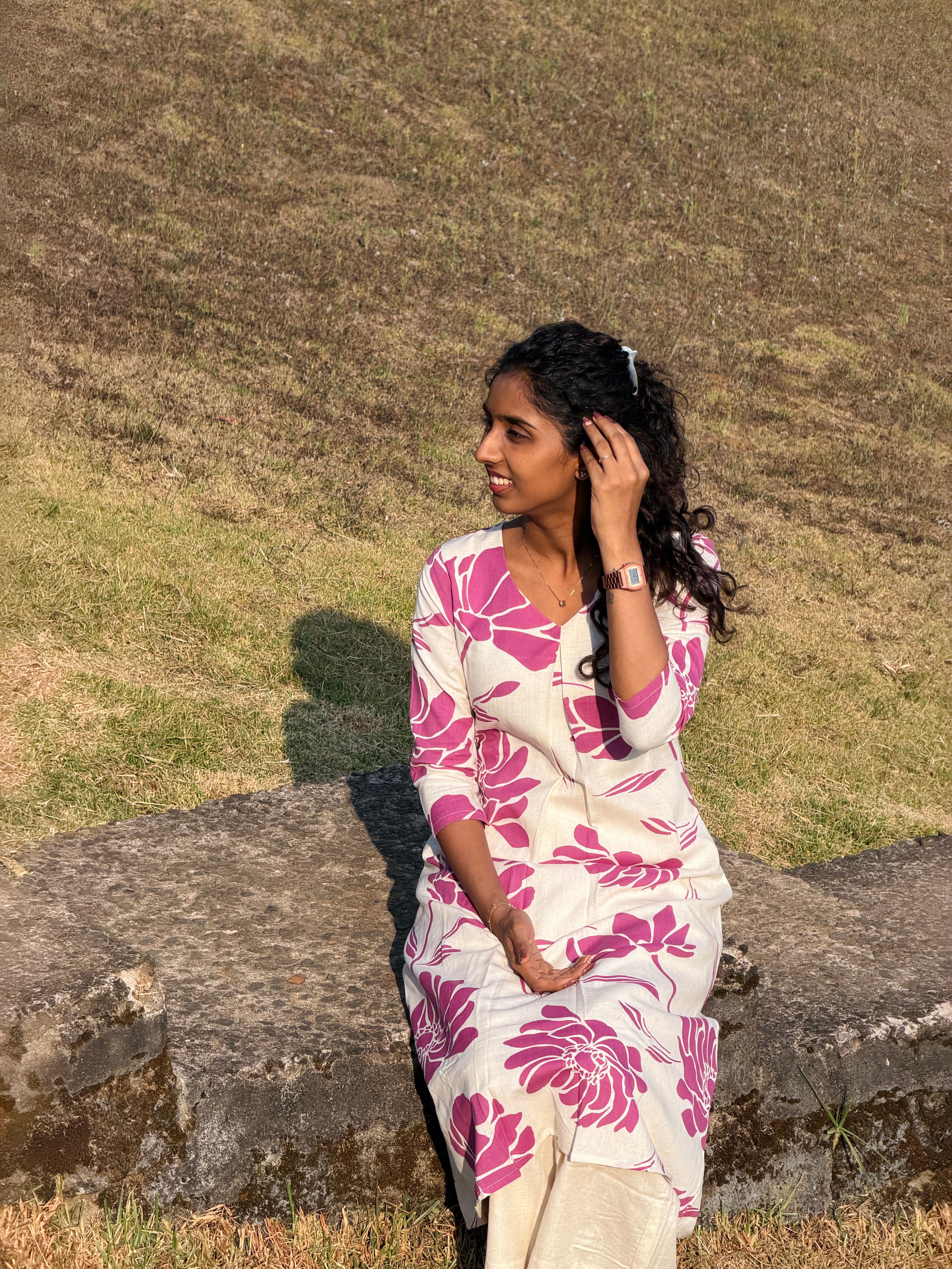 Pink floral Kurta set