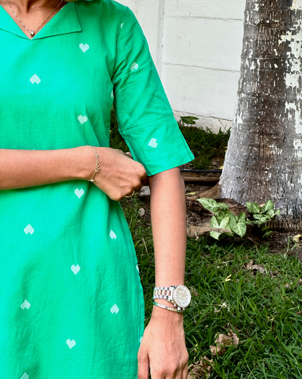 Neon Green Heart Kurta Set