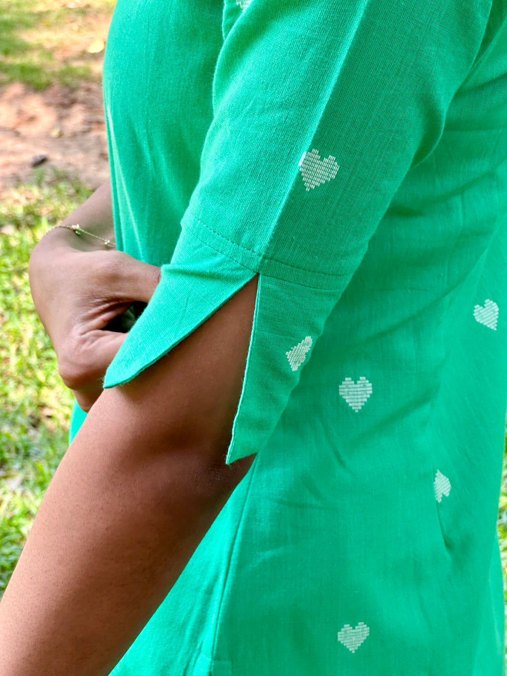 Neon Green Heart Kurta Set