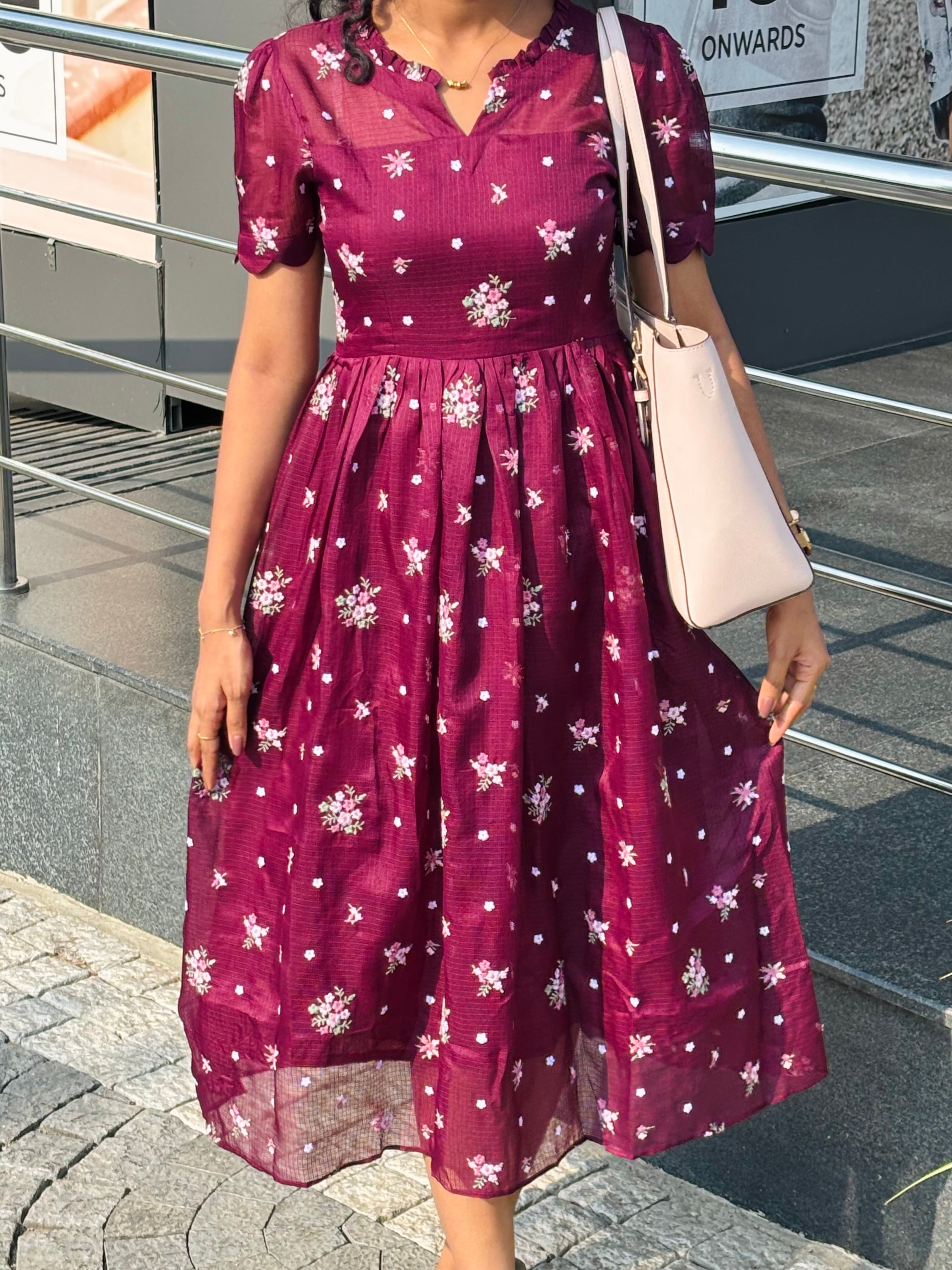 Wine colour Kota Midi Dress