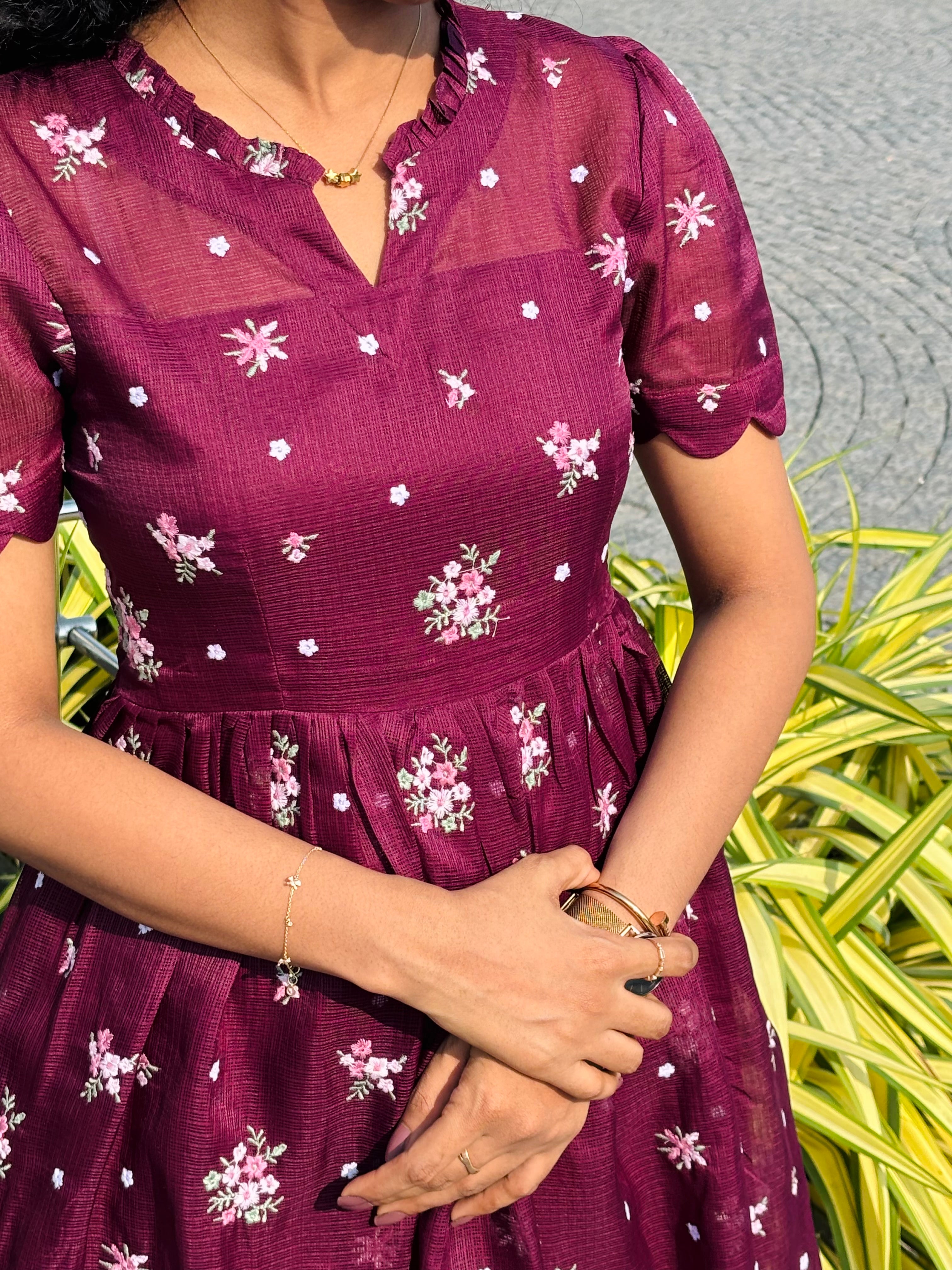 Wine colour Kota Midi Dress