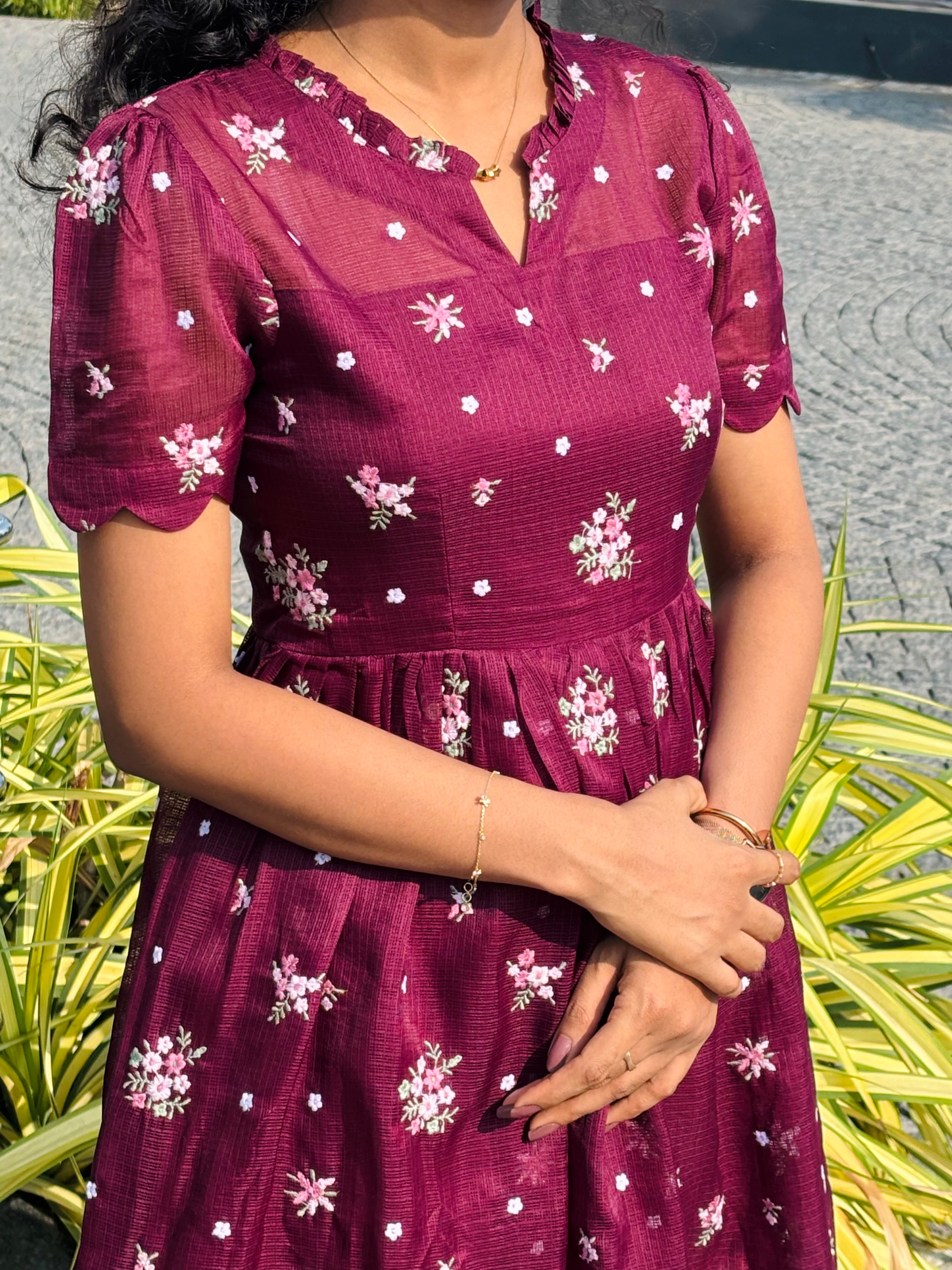 Wine colour Kota Midi Dress