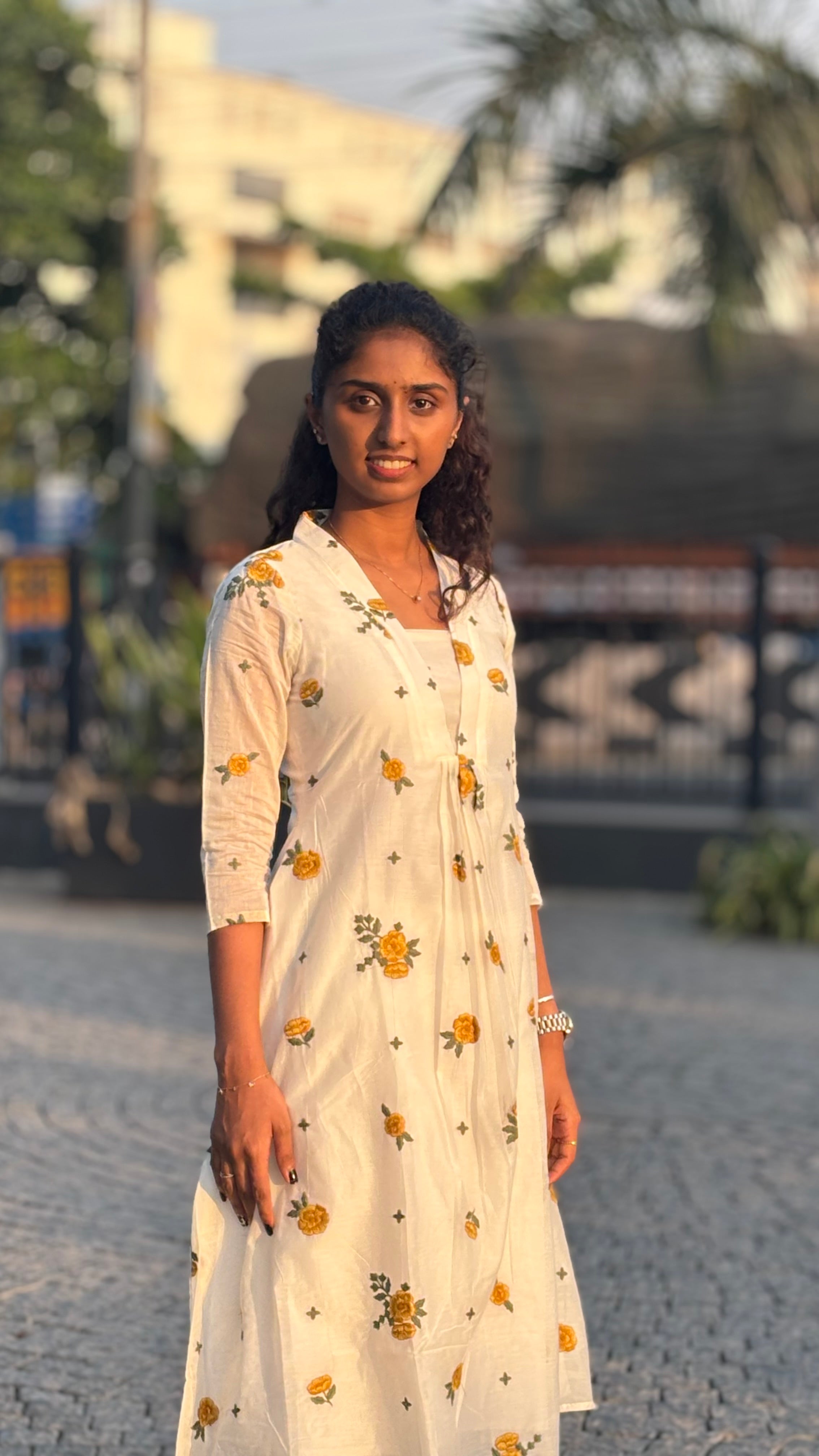 White Embroidered Mulcotton Kurta set