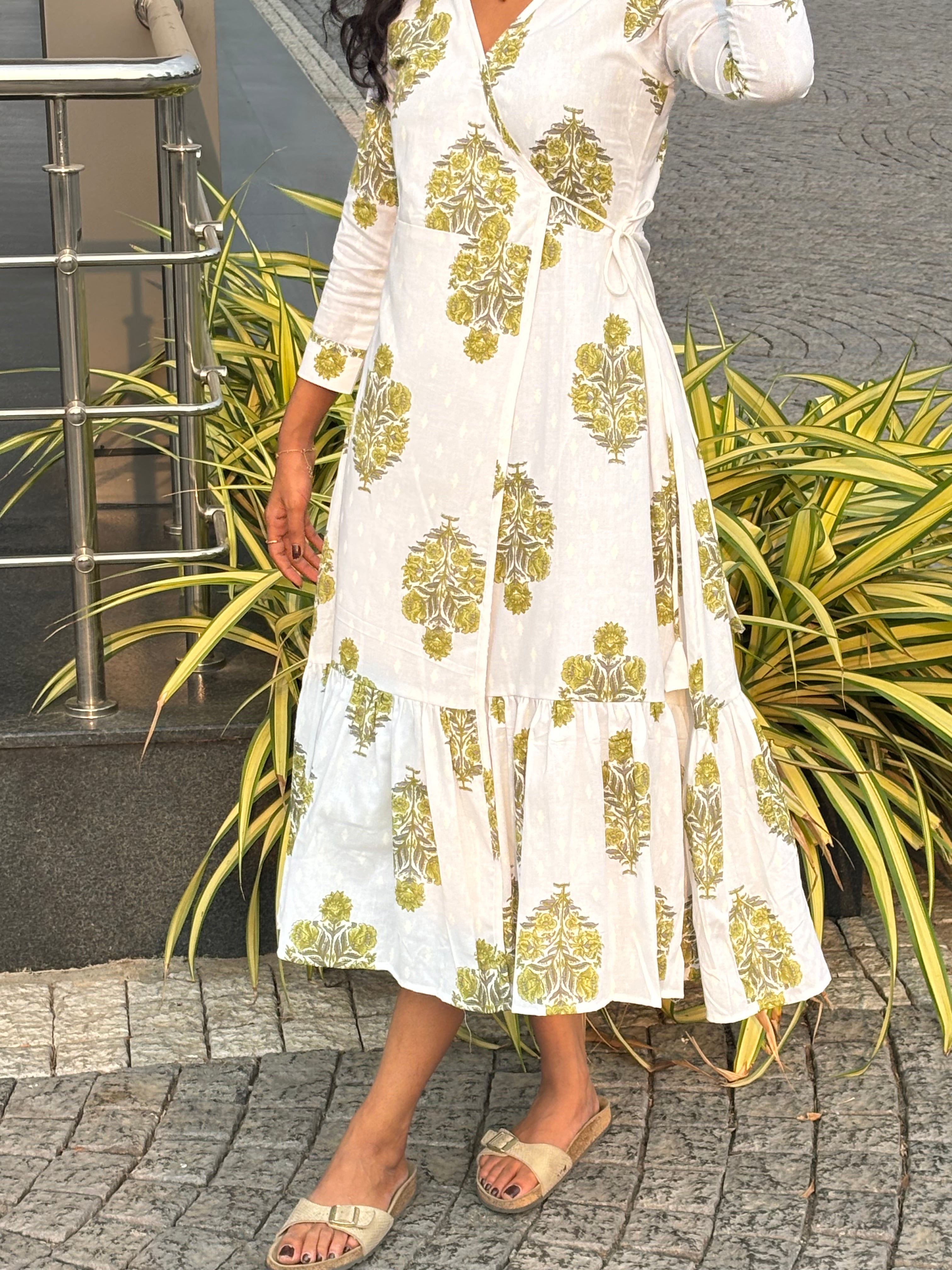 Cotton Motifs Wrap Dress