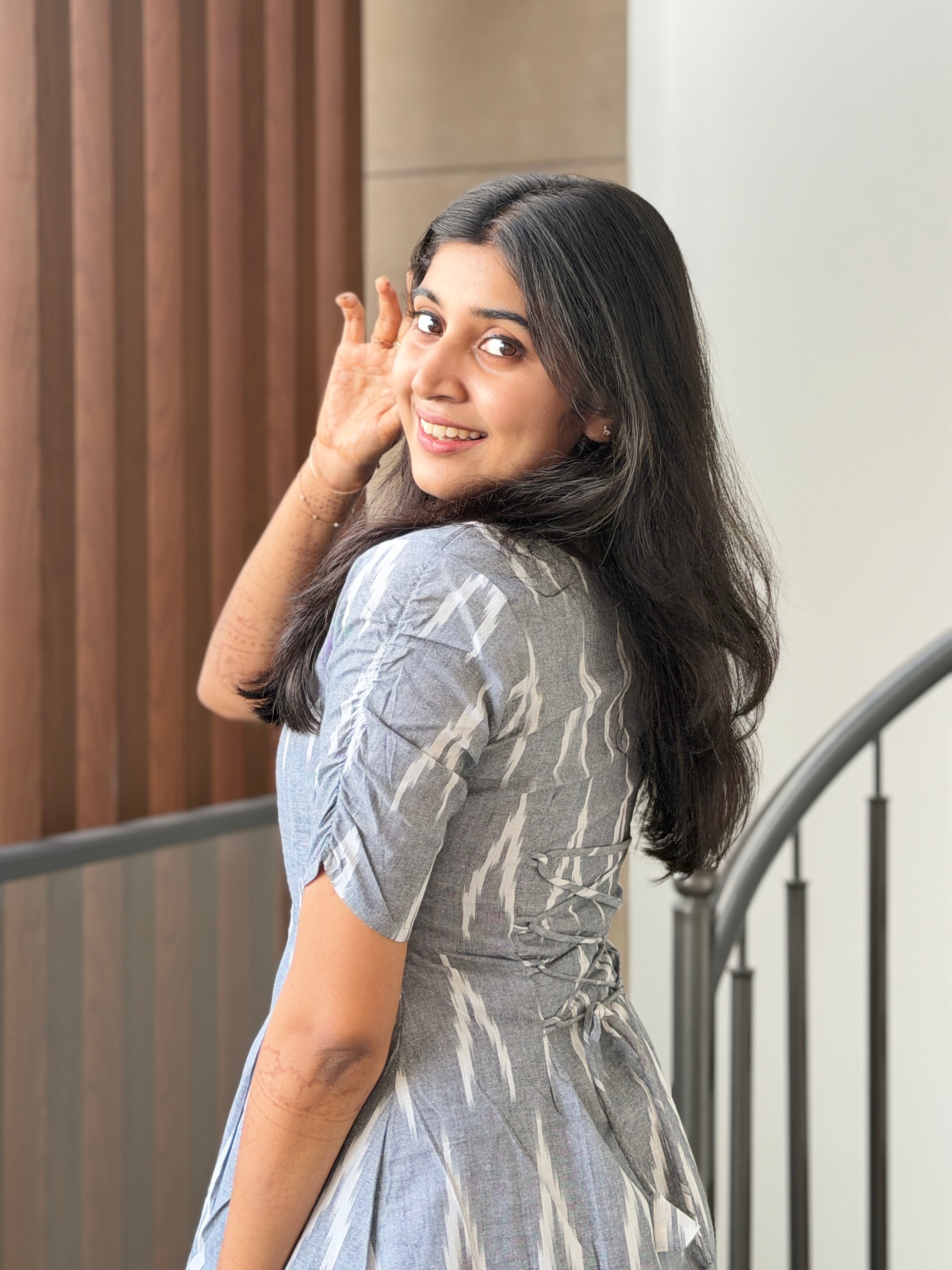 Grey Ikkat Cotton Dress