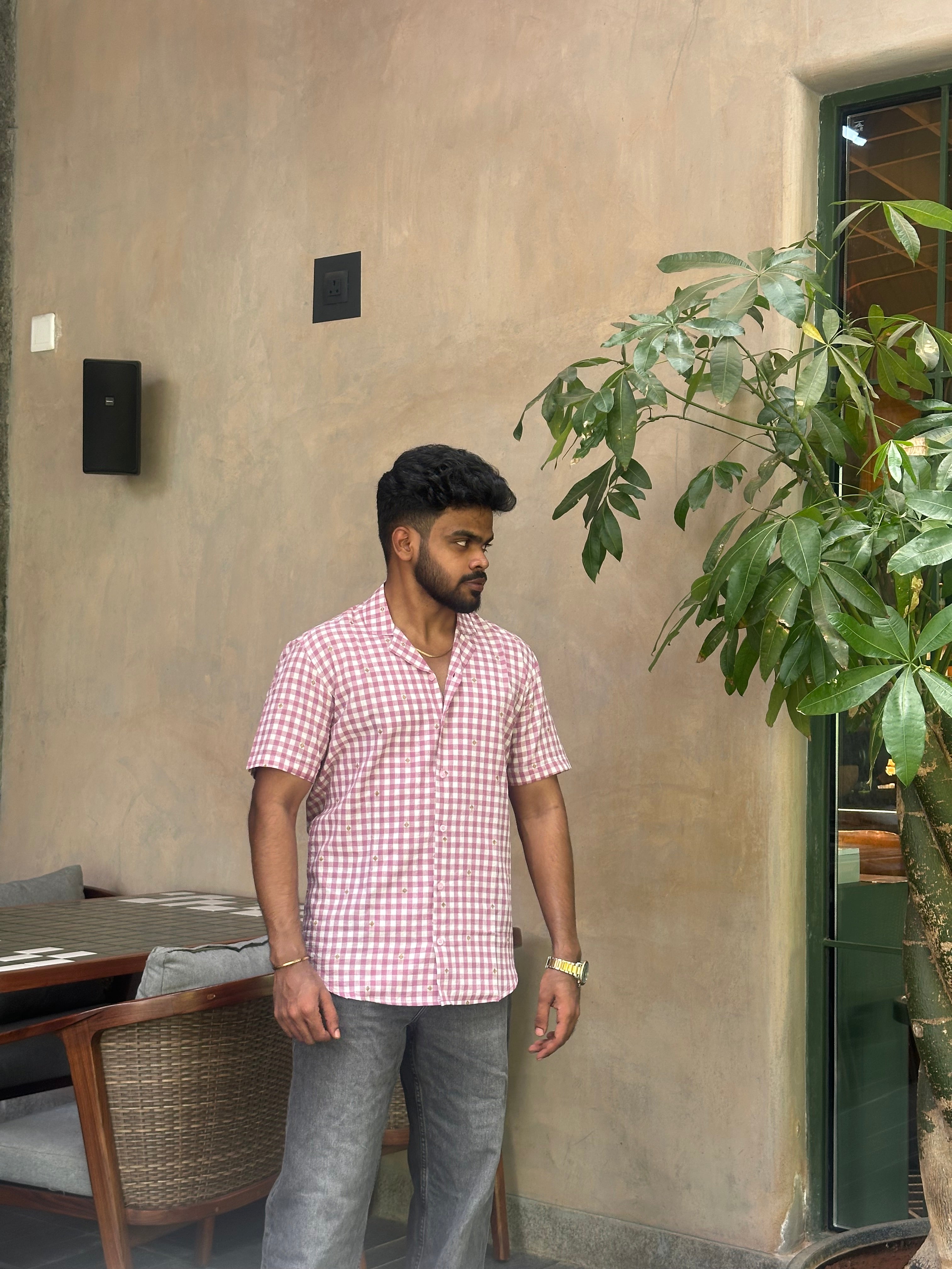 Pink Gingham Checks Shirt