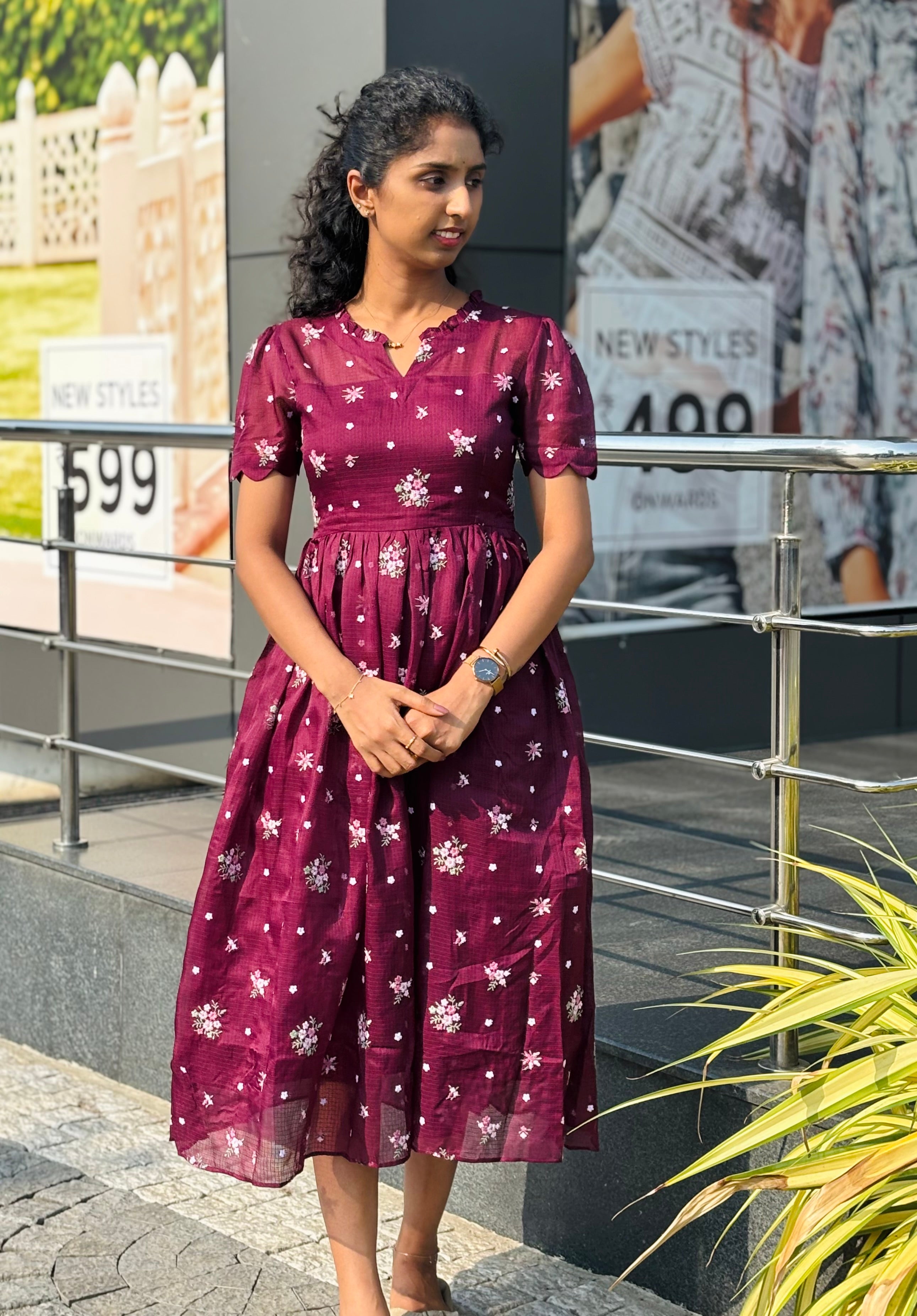 Wine colour Kota Midi Dress