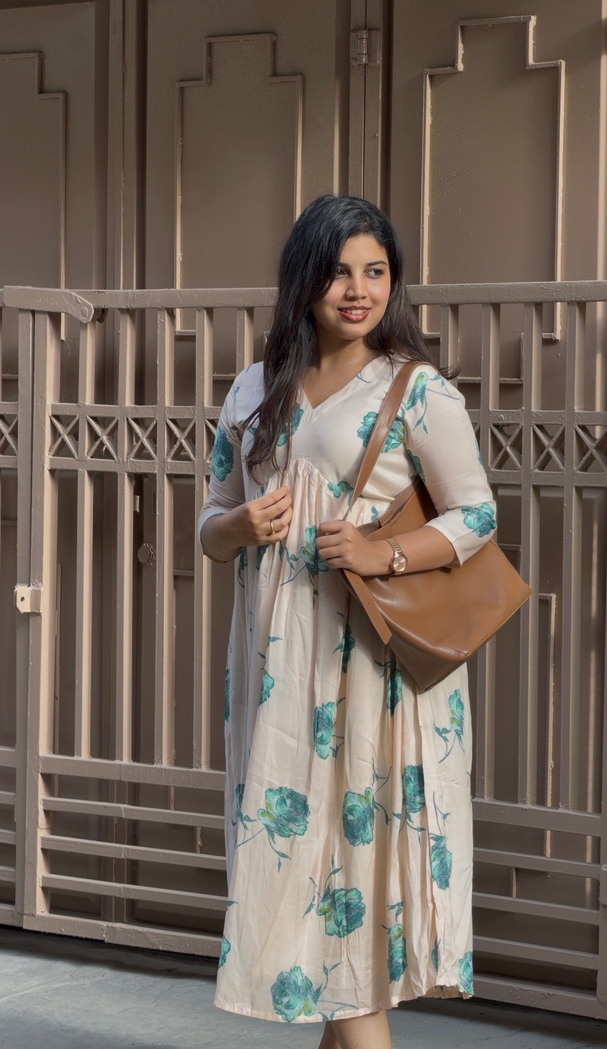 Cream Aliacut Muslin Dress