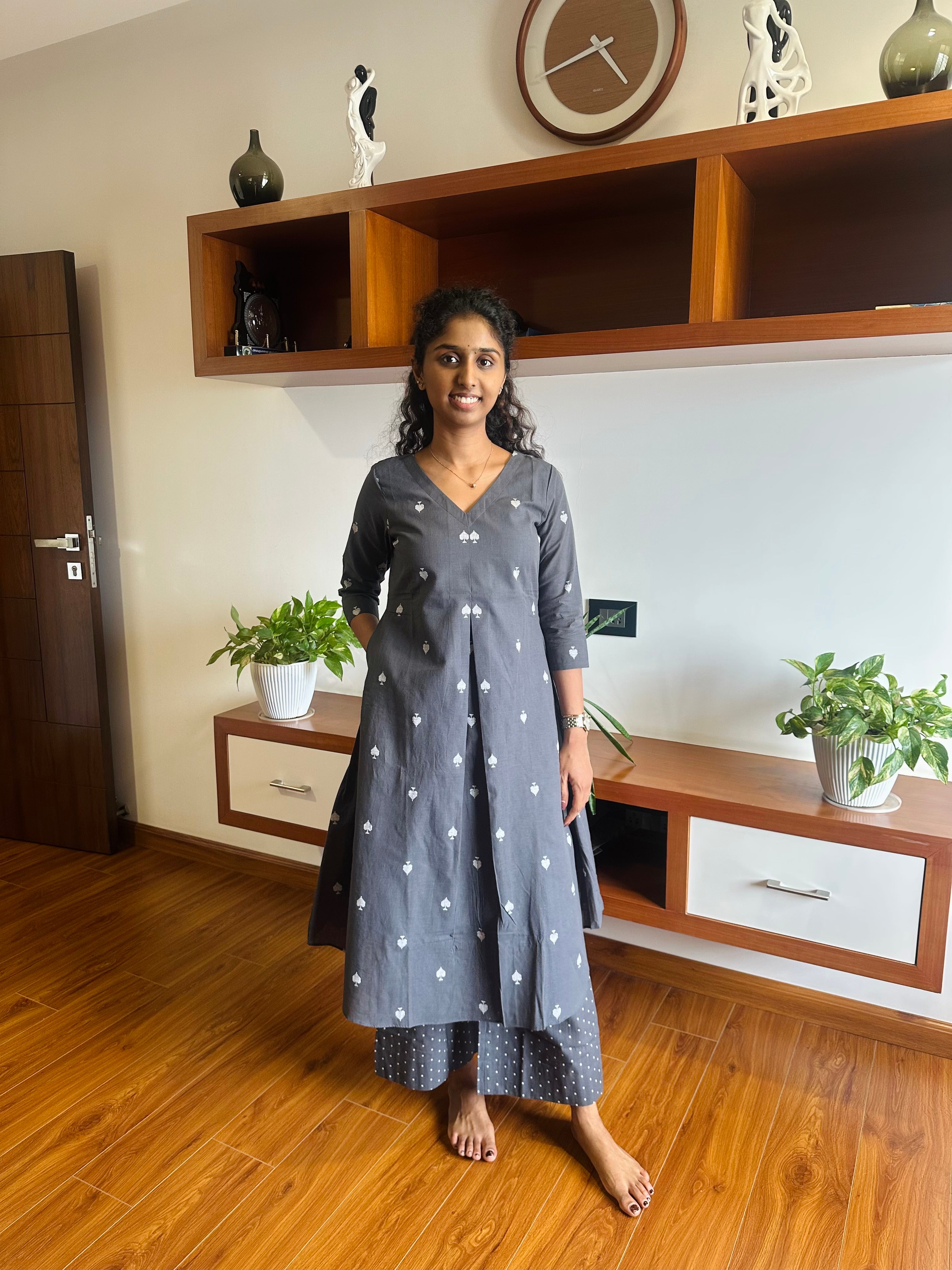Grey Handloom Kurta set