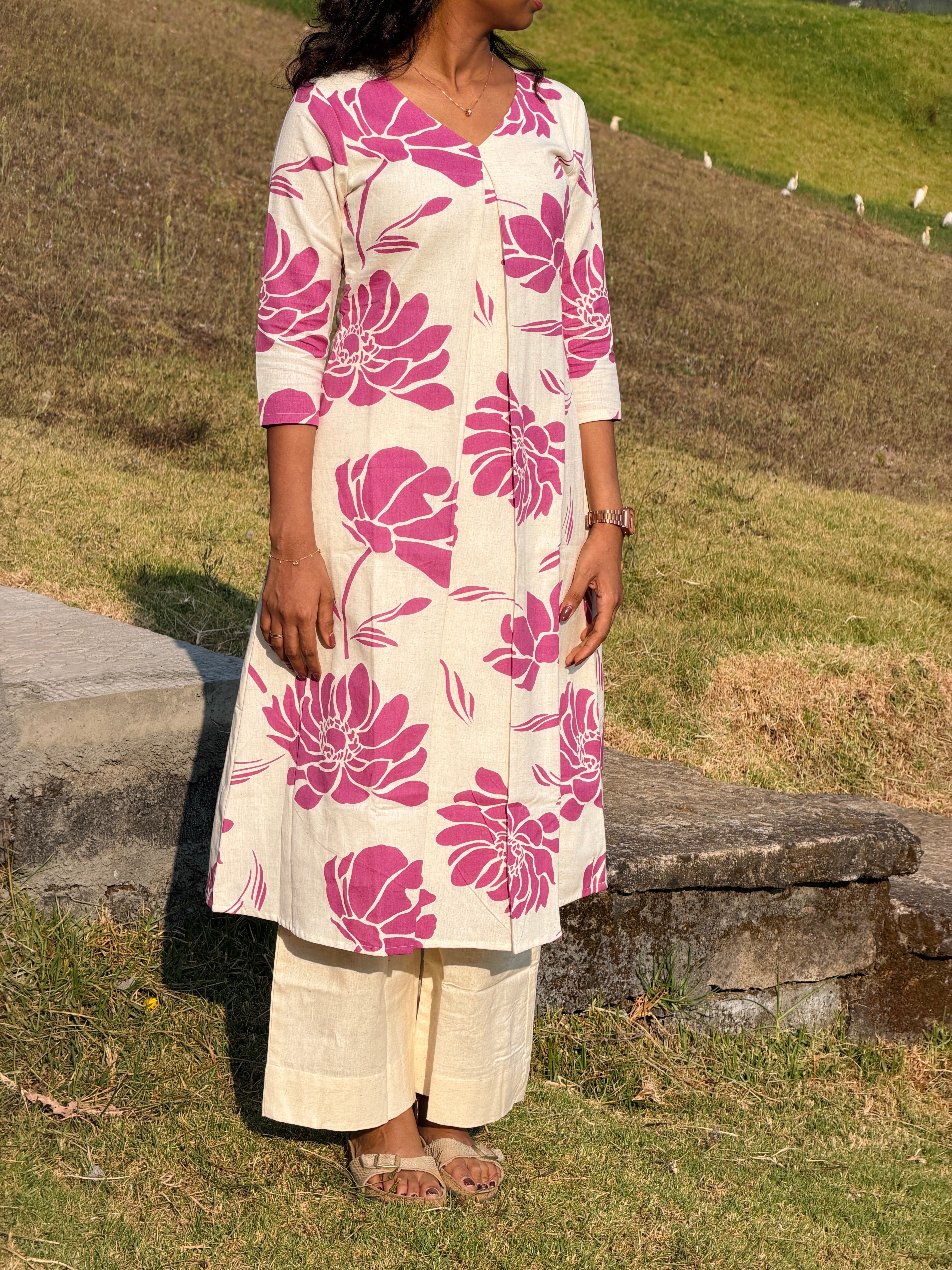 Pink floral Kurta set