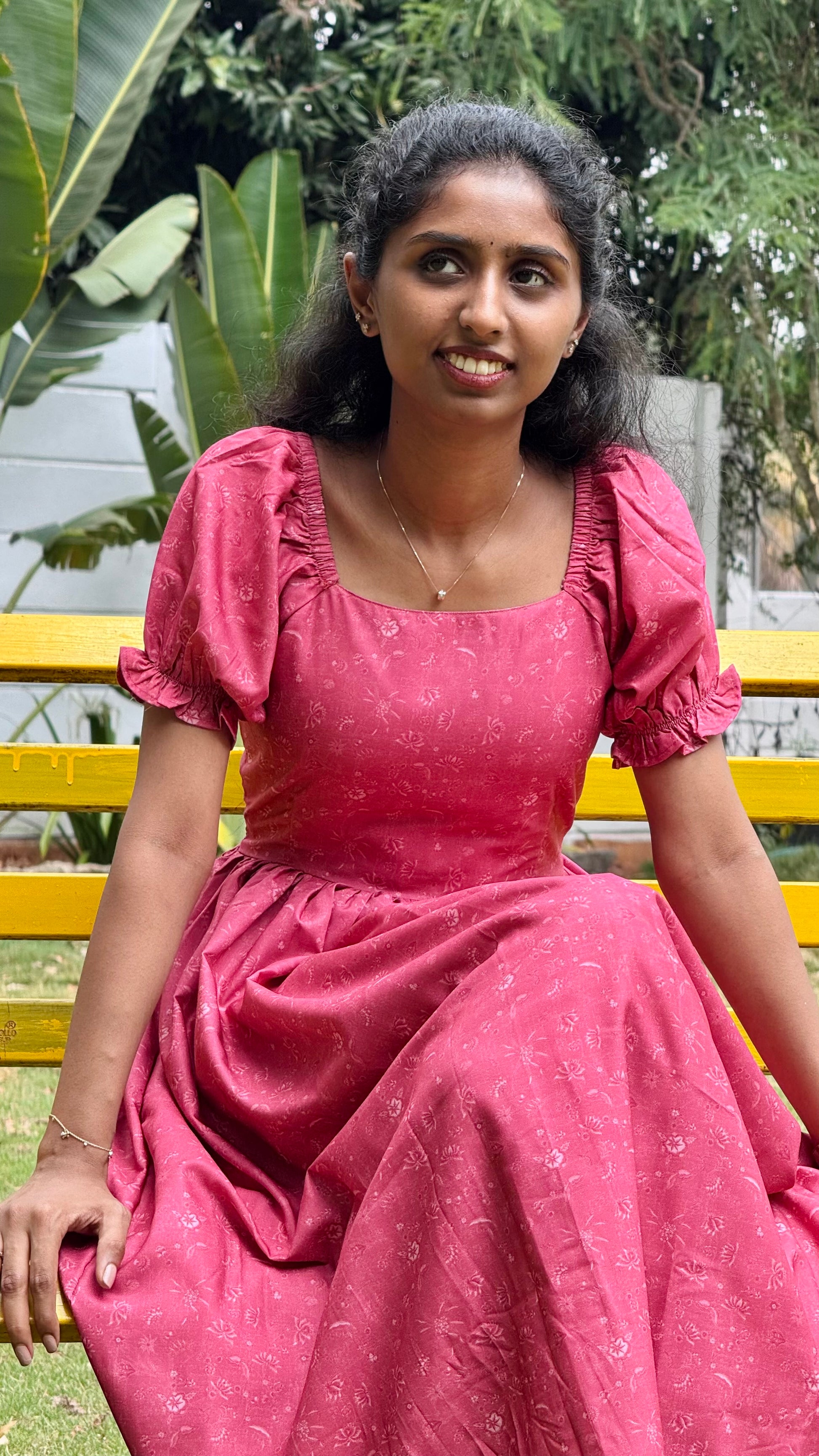 Red Maxi Dress With Puff Sleeves