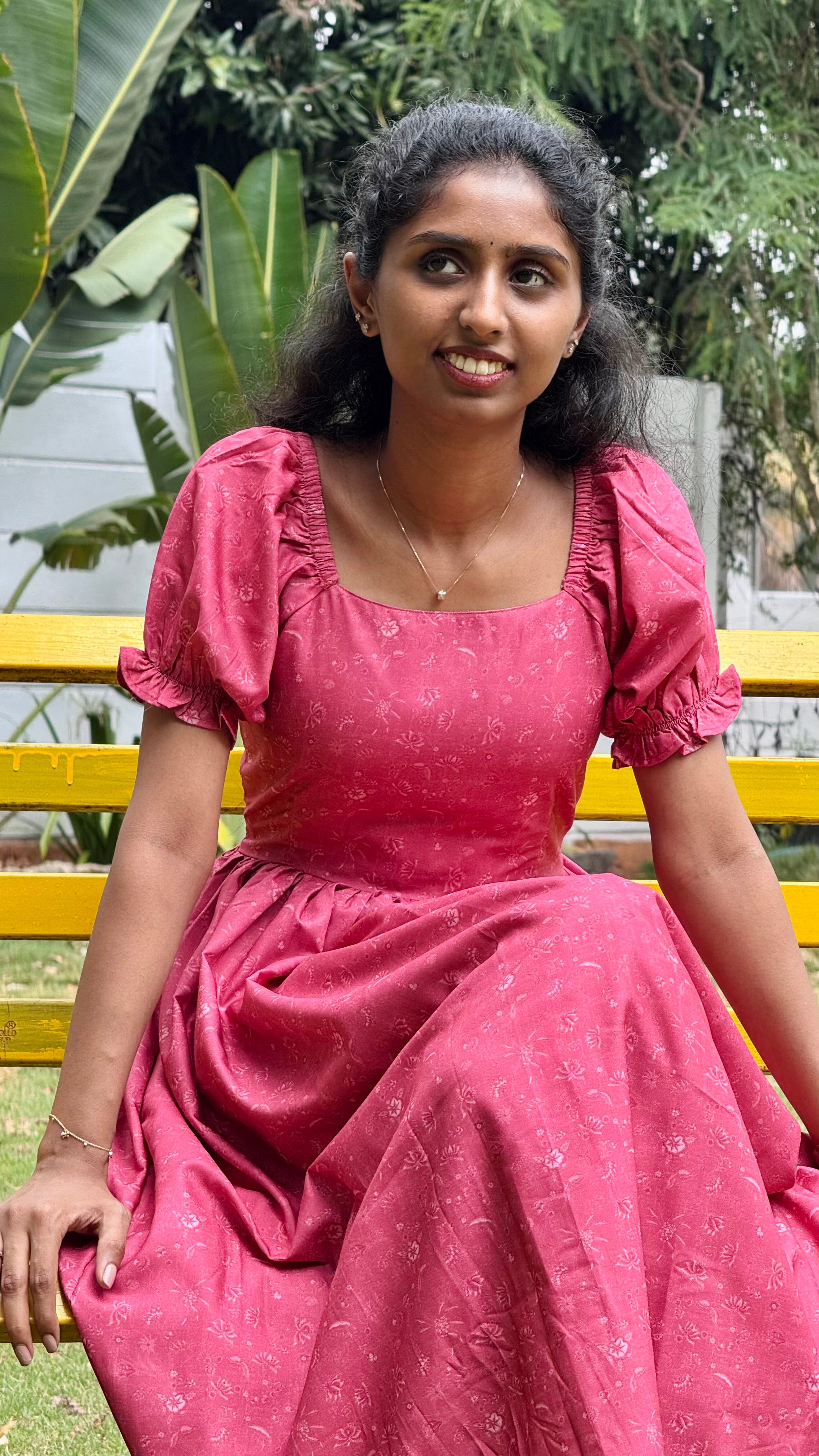 Red Maxi Dress With Puff Sleeves