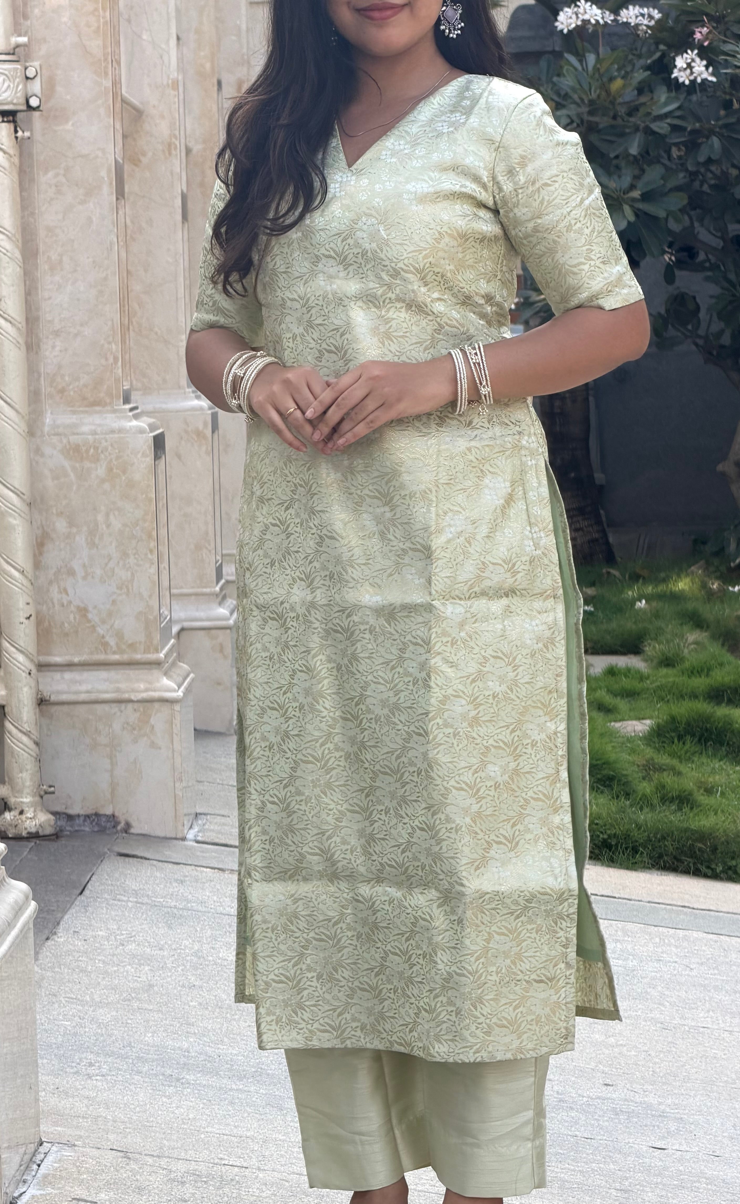 Mint Green Banaras Kurta set