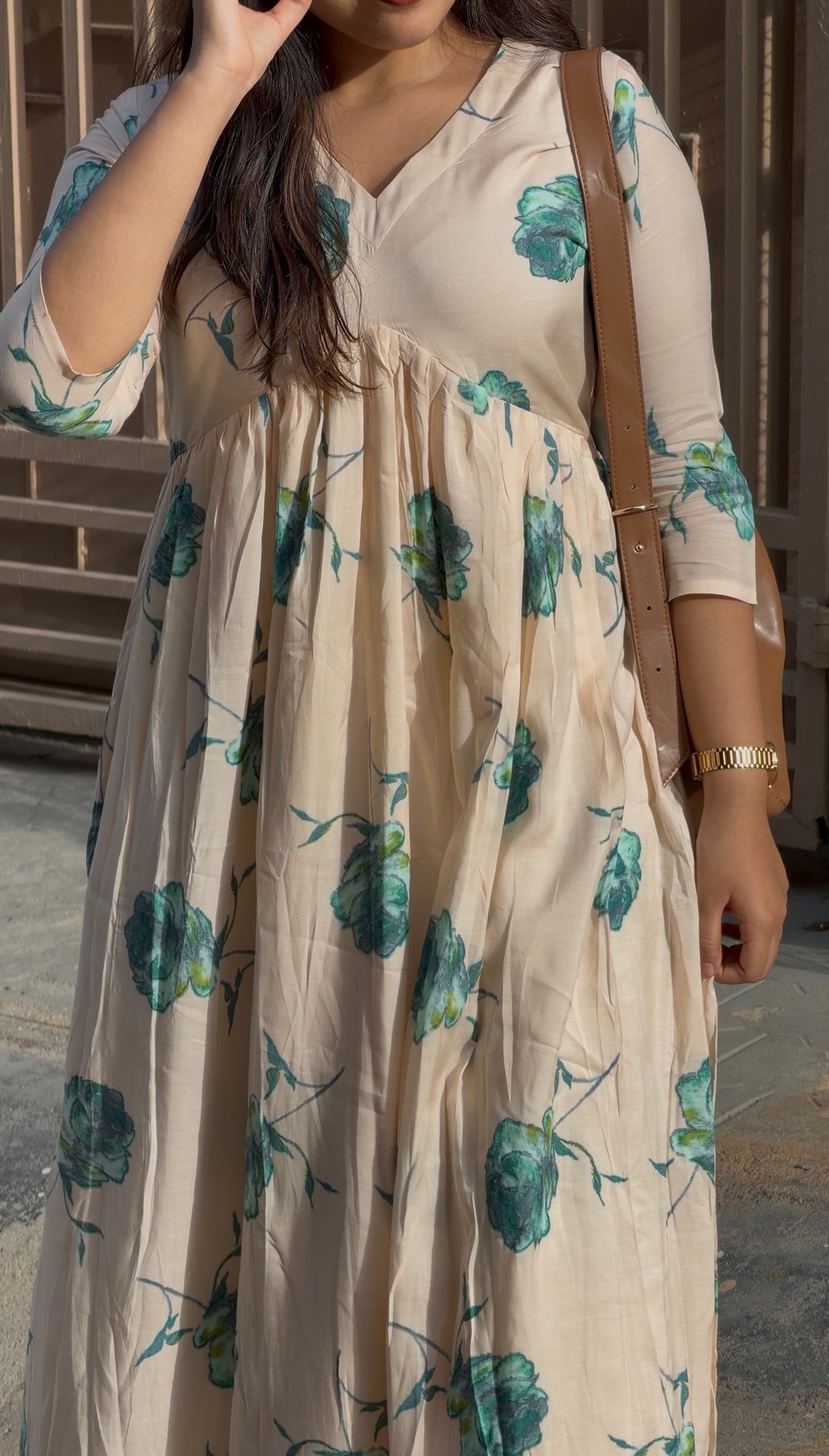 Cream Aliacut Muslin Dress