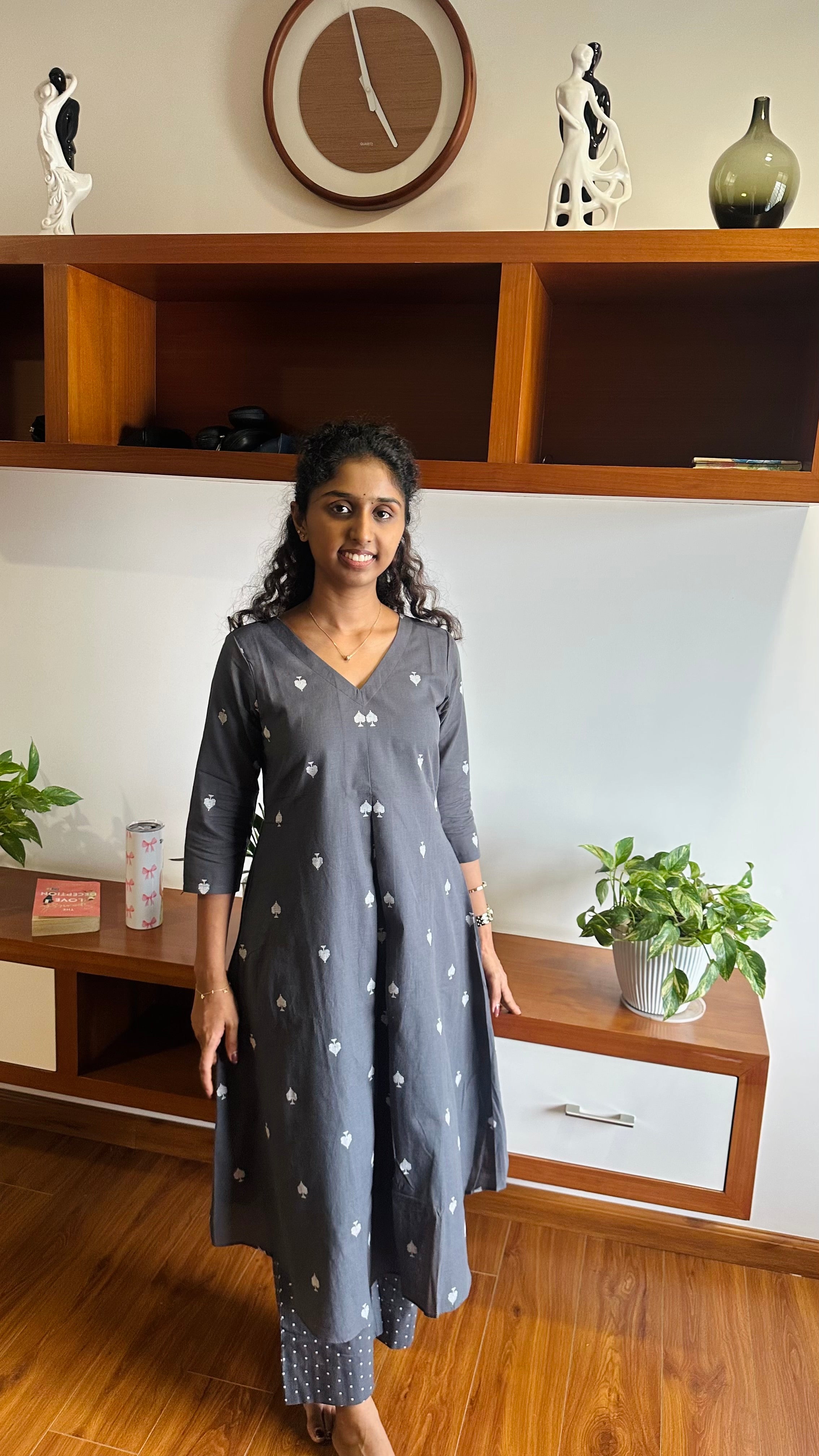 Grey Handloom Kurta set