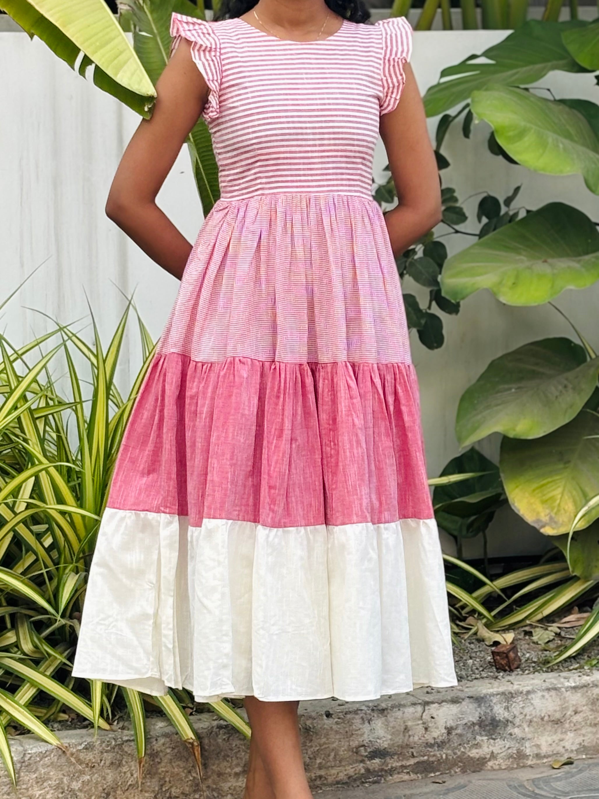 Stripes Tiered Midi Dress