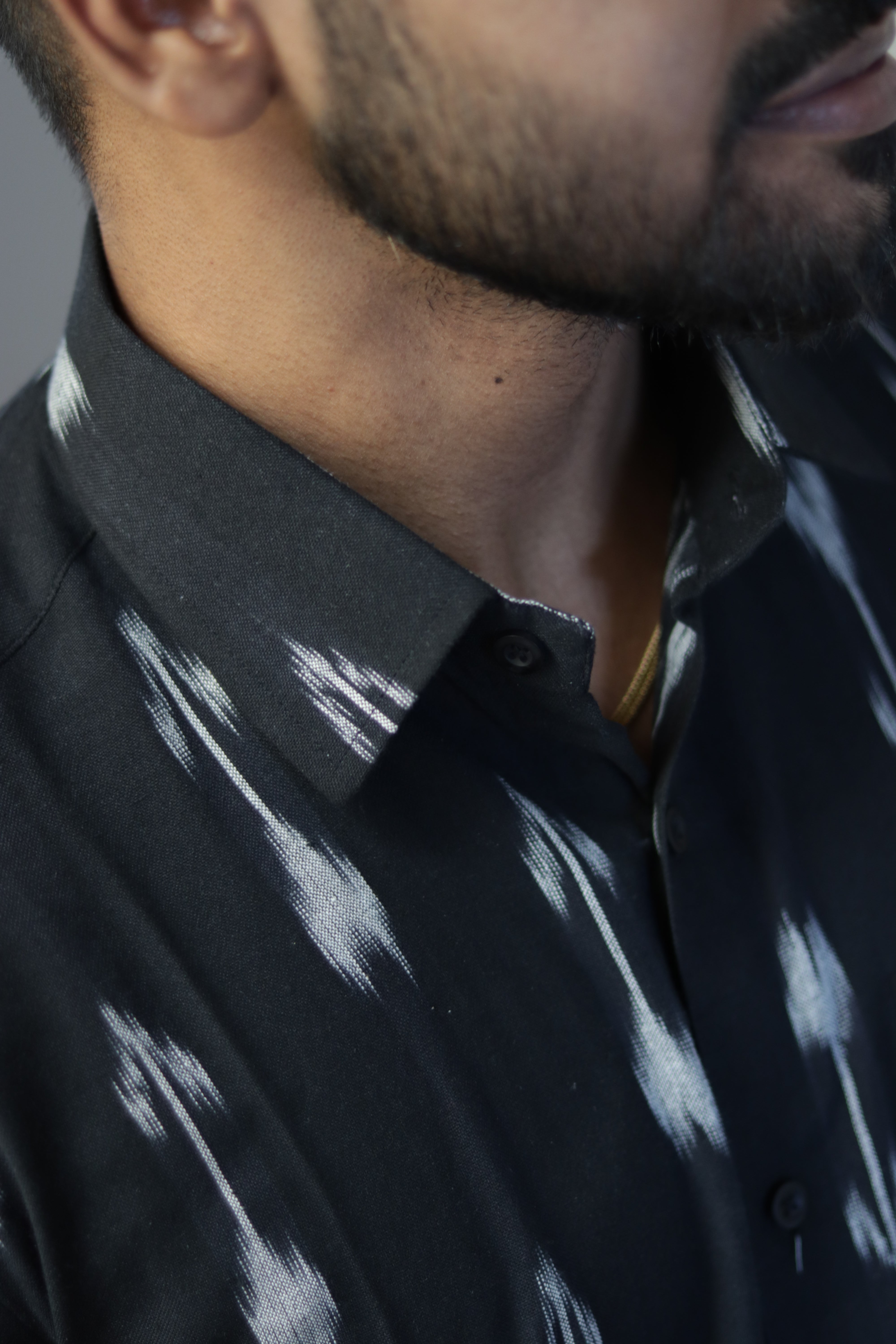 Black Ikkat Full Sleeve Shirt