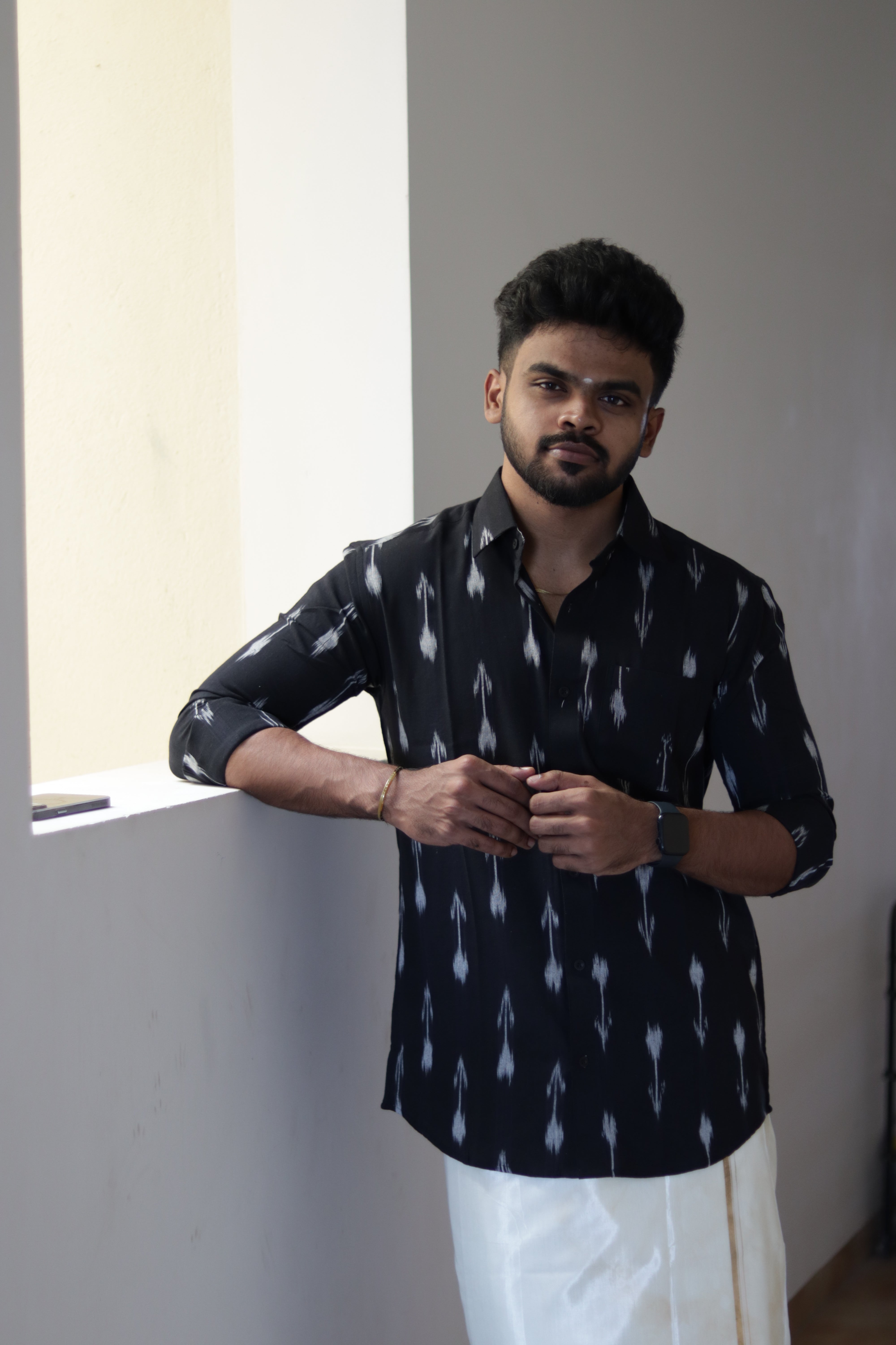 Black Ikkat Full Sleeve Shirt
