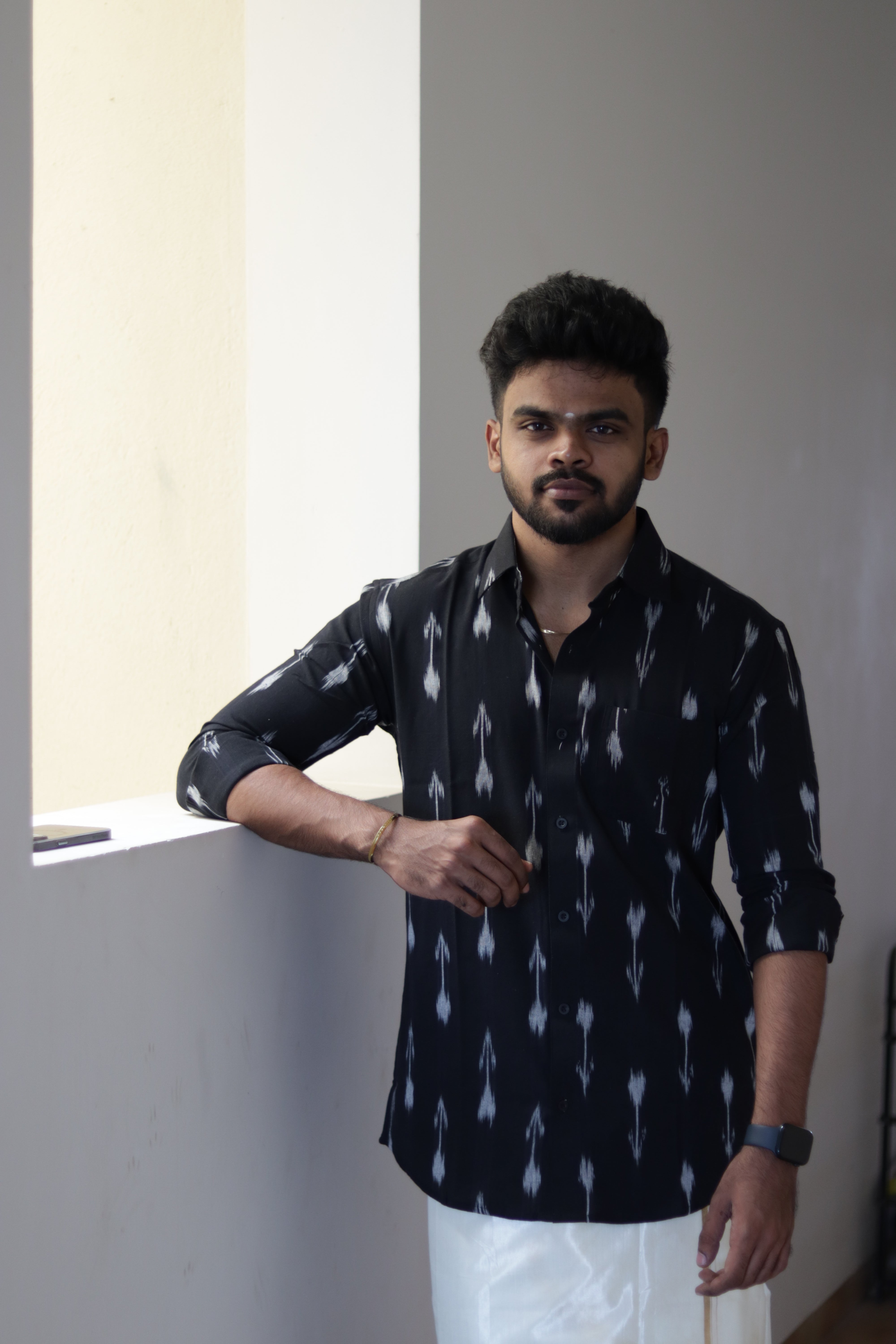 Black Ikkat Full Sleeve Shirt