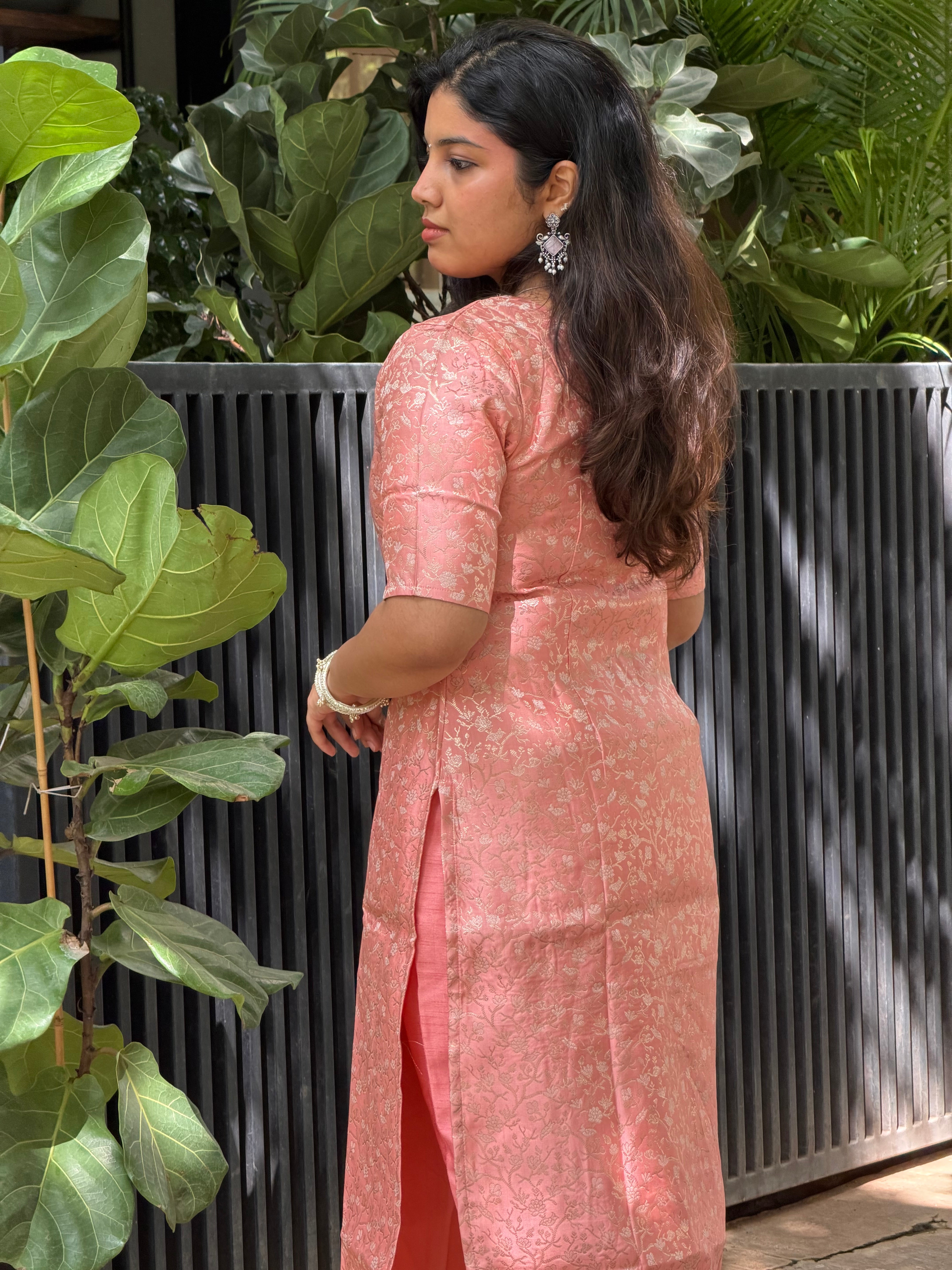Pink Banaras Kurta Set
