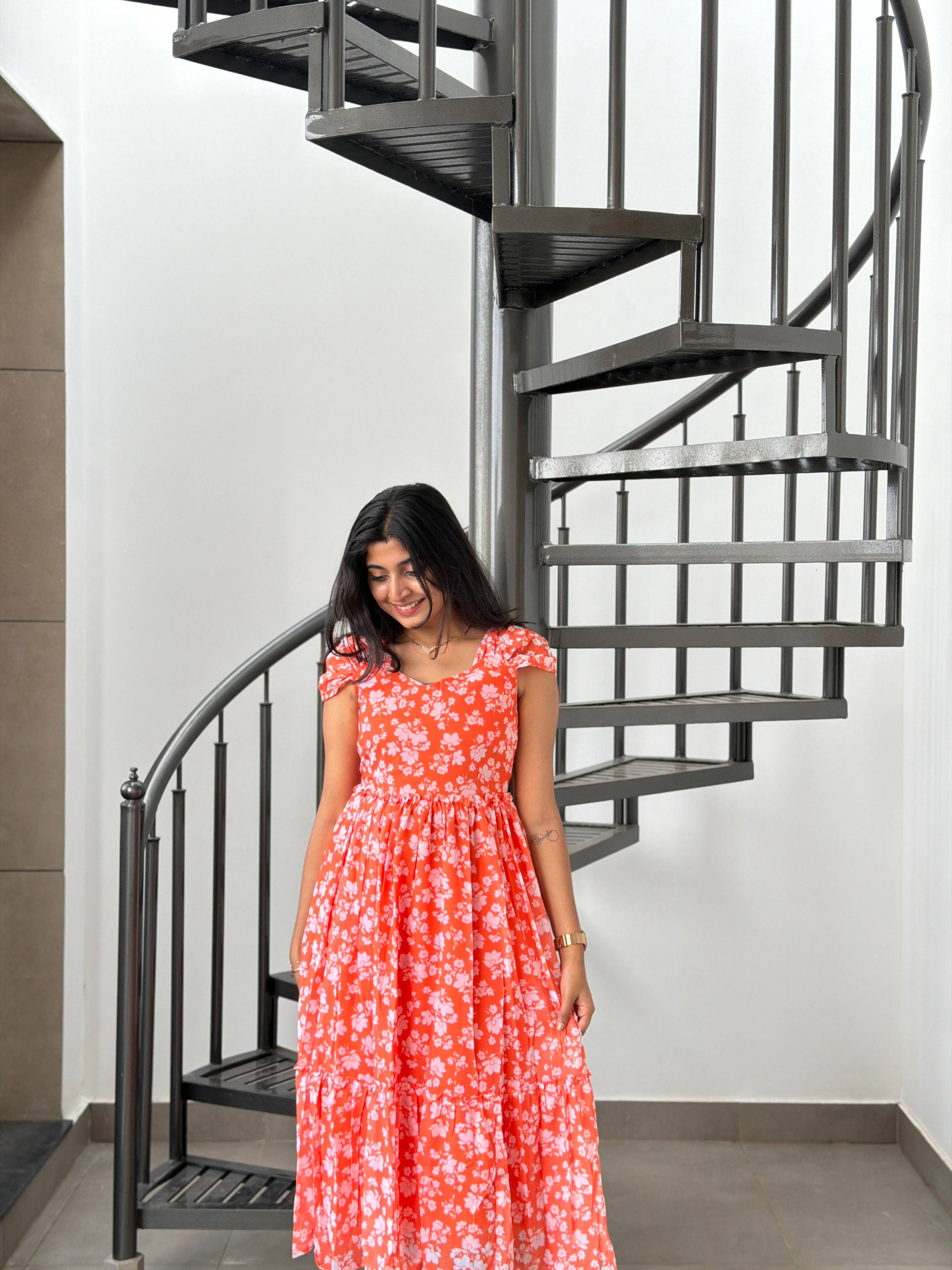 Orange Georgette Maxi Dress