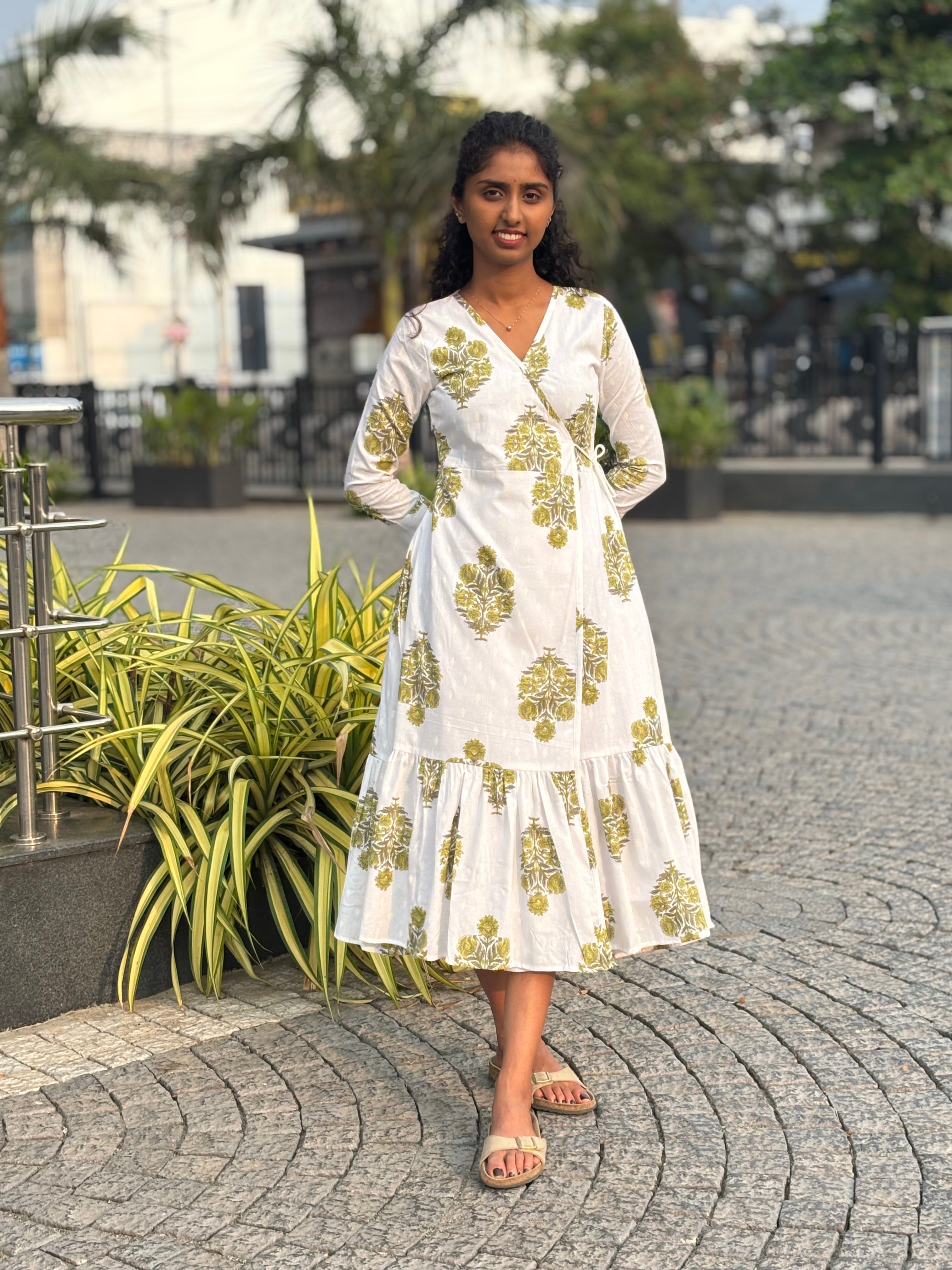 Cotton Motifs Wrap Dress