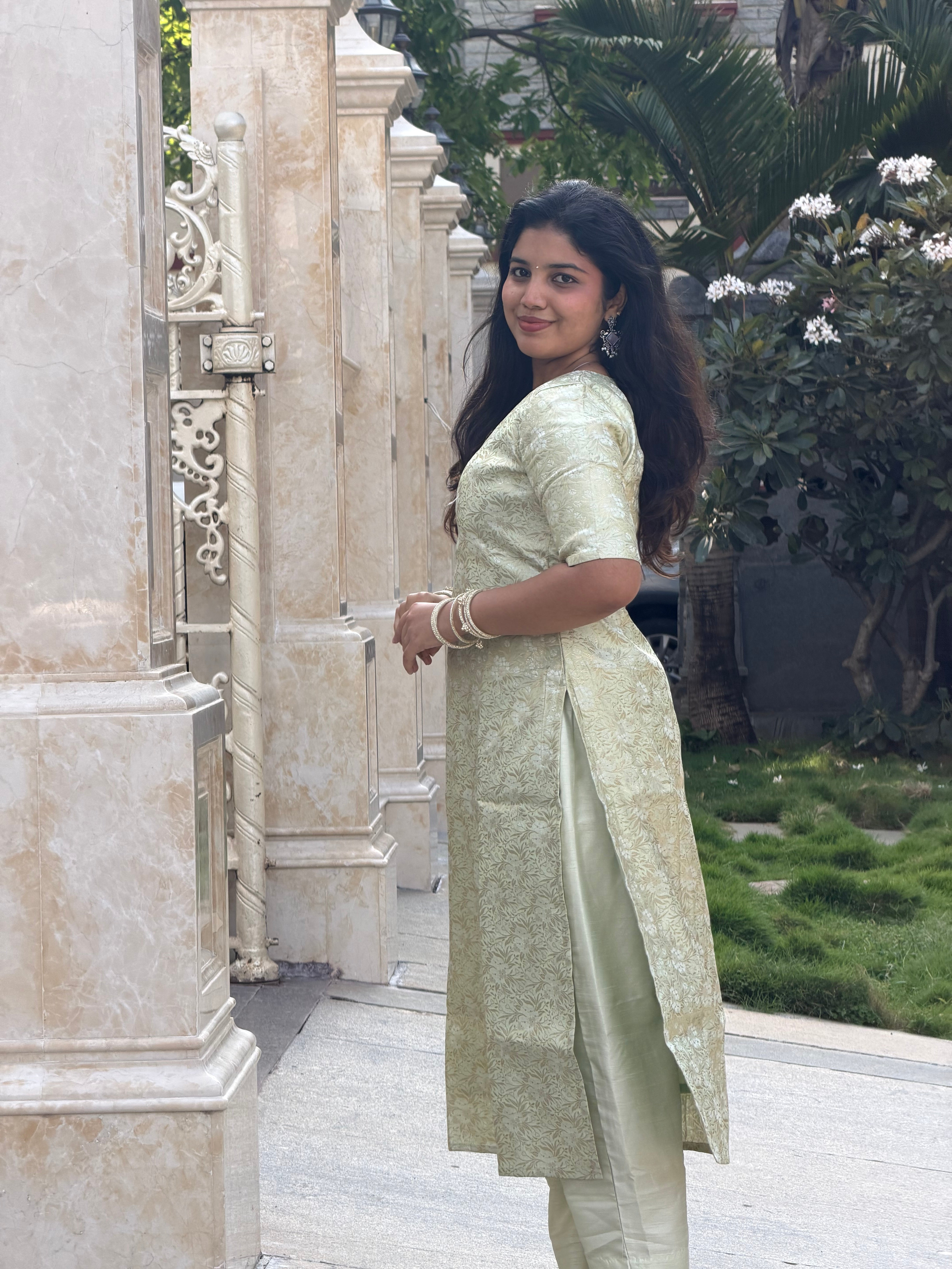 Mint Green Banaras Kurta set