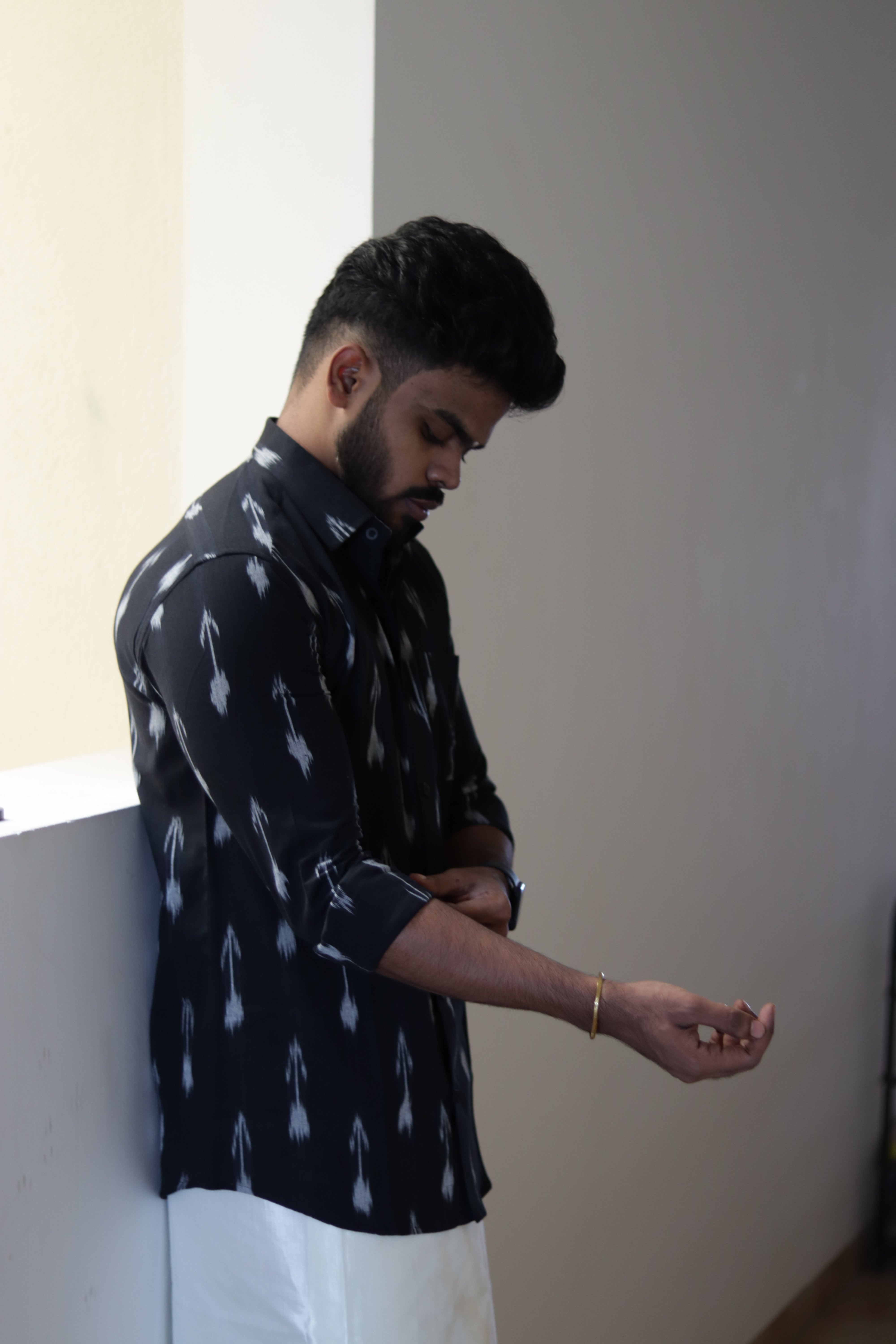 Black Ikkat Full Sleeve Shirt