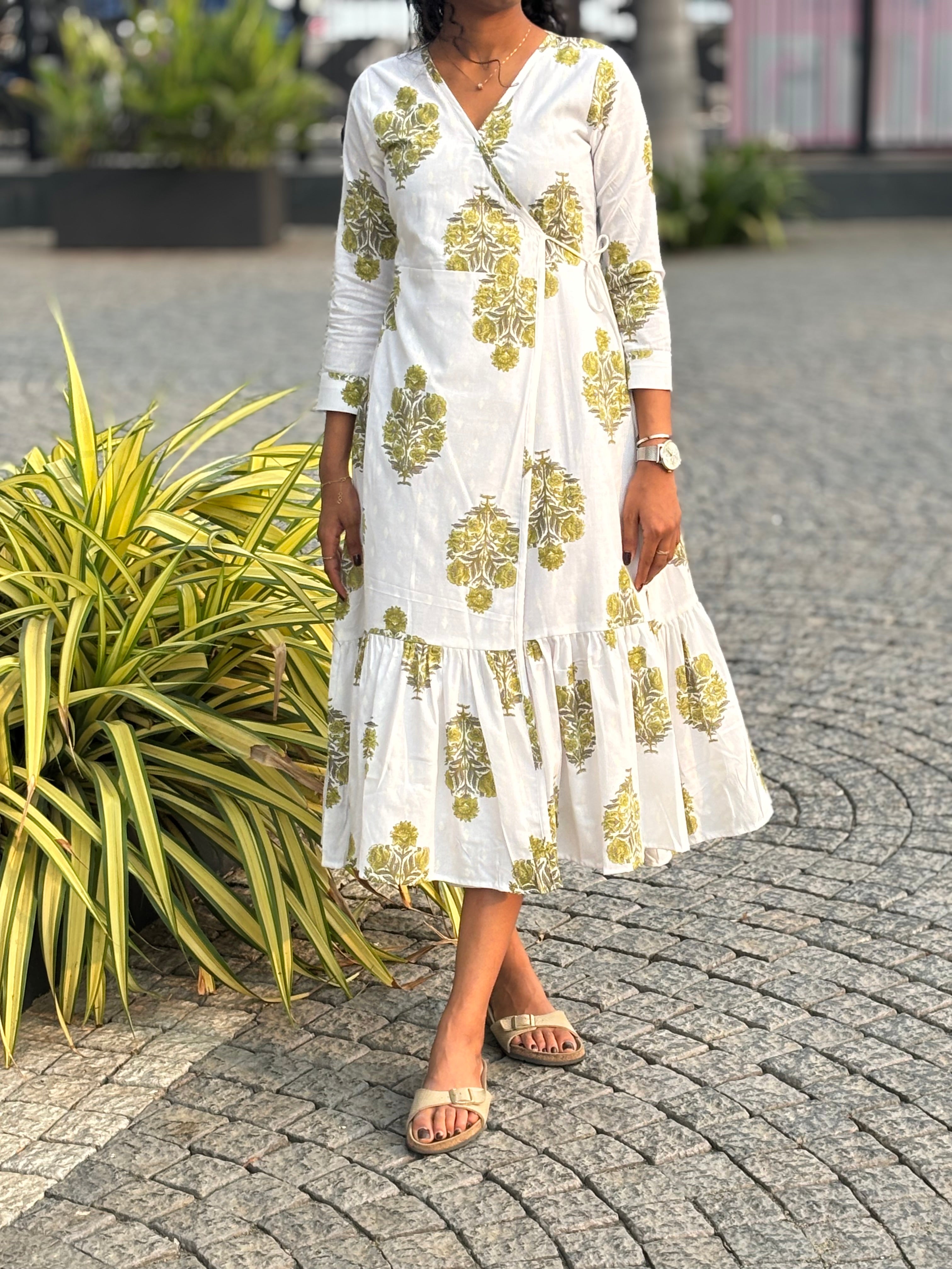 Cotton Motifs Wrap Dress