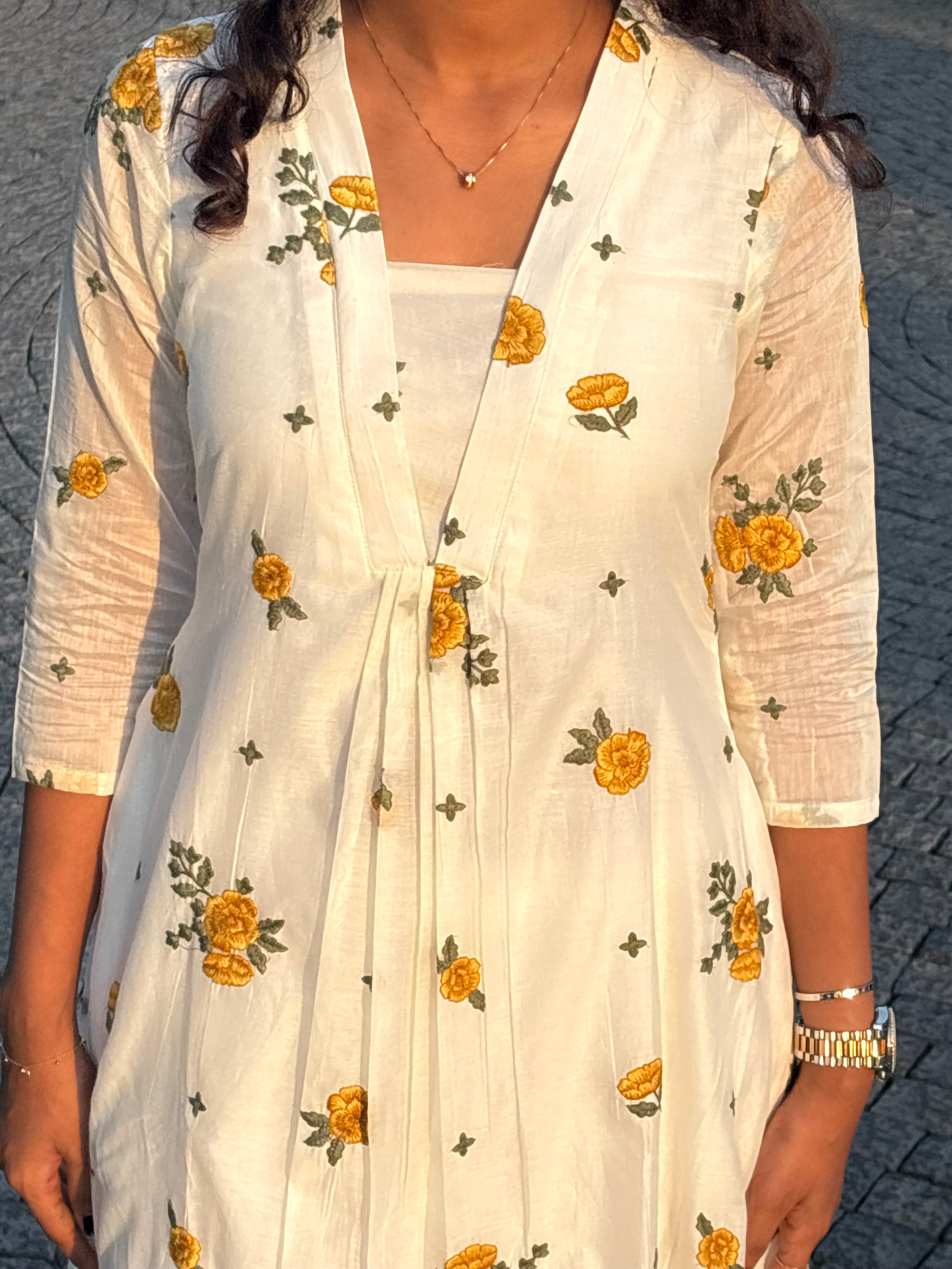 White Embroidered Mulcotton Kurta set