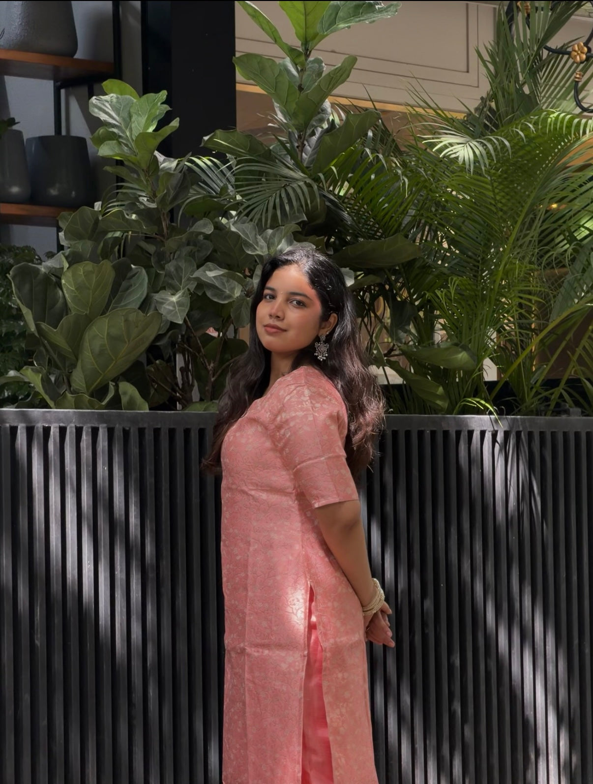 Pink Banaras Kurta Set