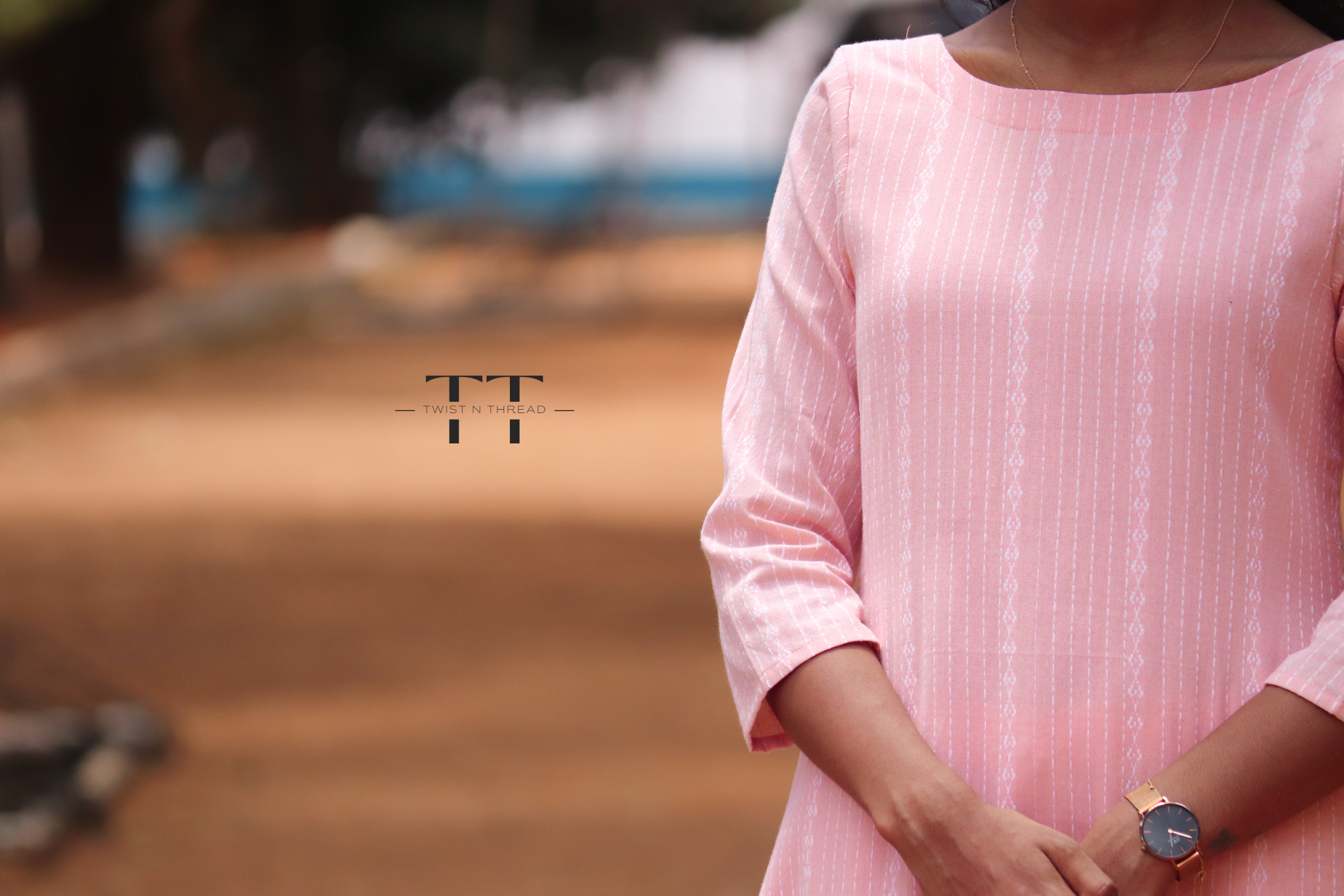 Peach Handloom Cotton Kurta Set