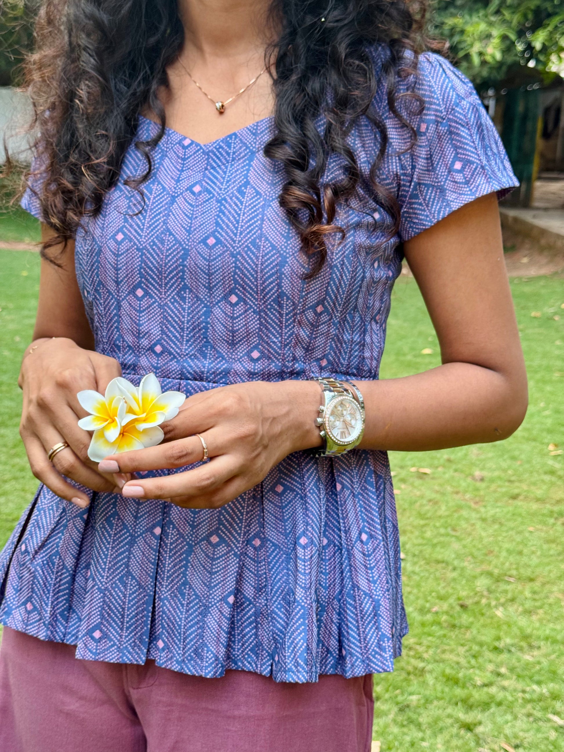 Blue peplum top