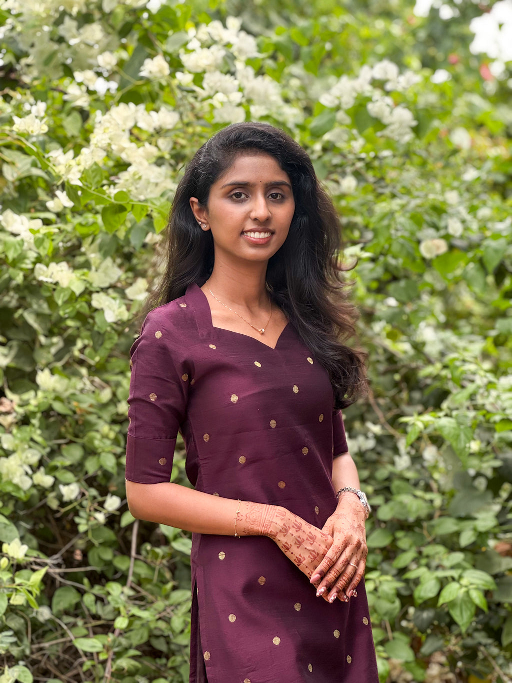 French Wine Kurta Set