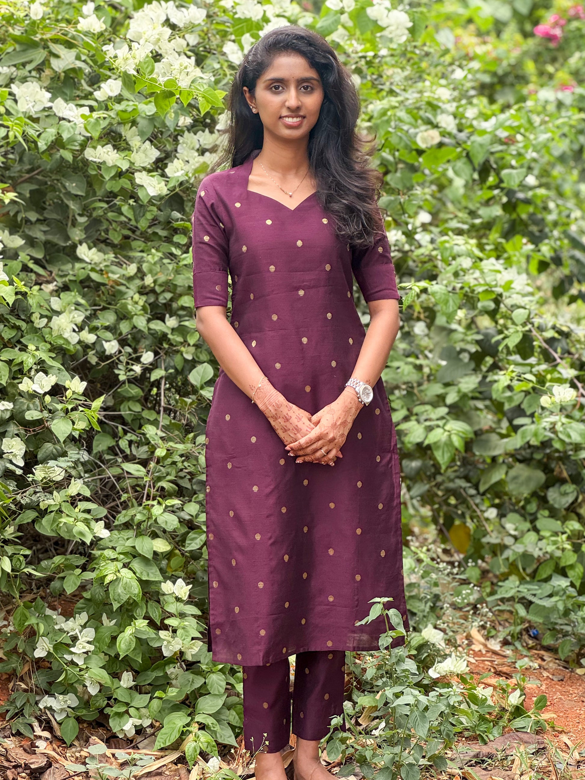 French Wine Kurta Set