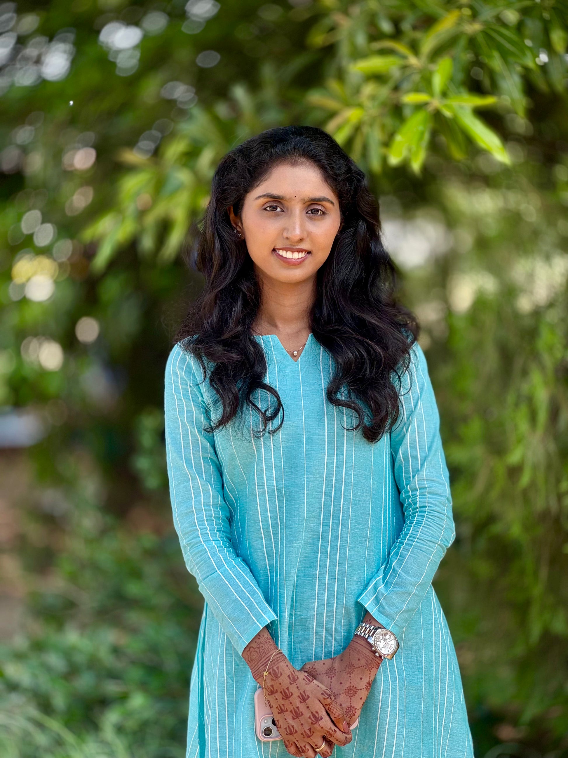 Blue Handloom Cotton Asymmetrical Dress