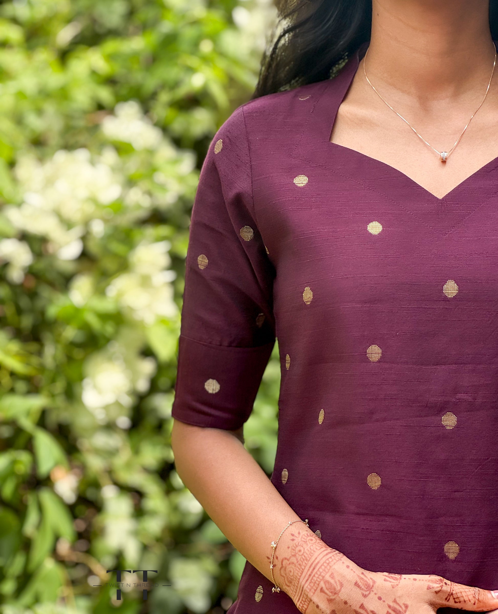 French Wine Kurta Set