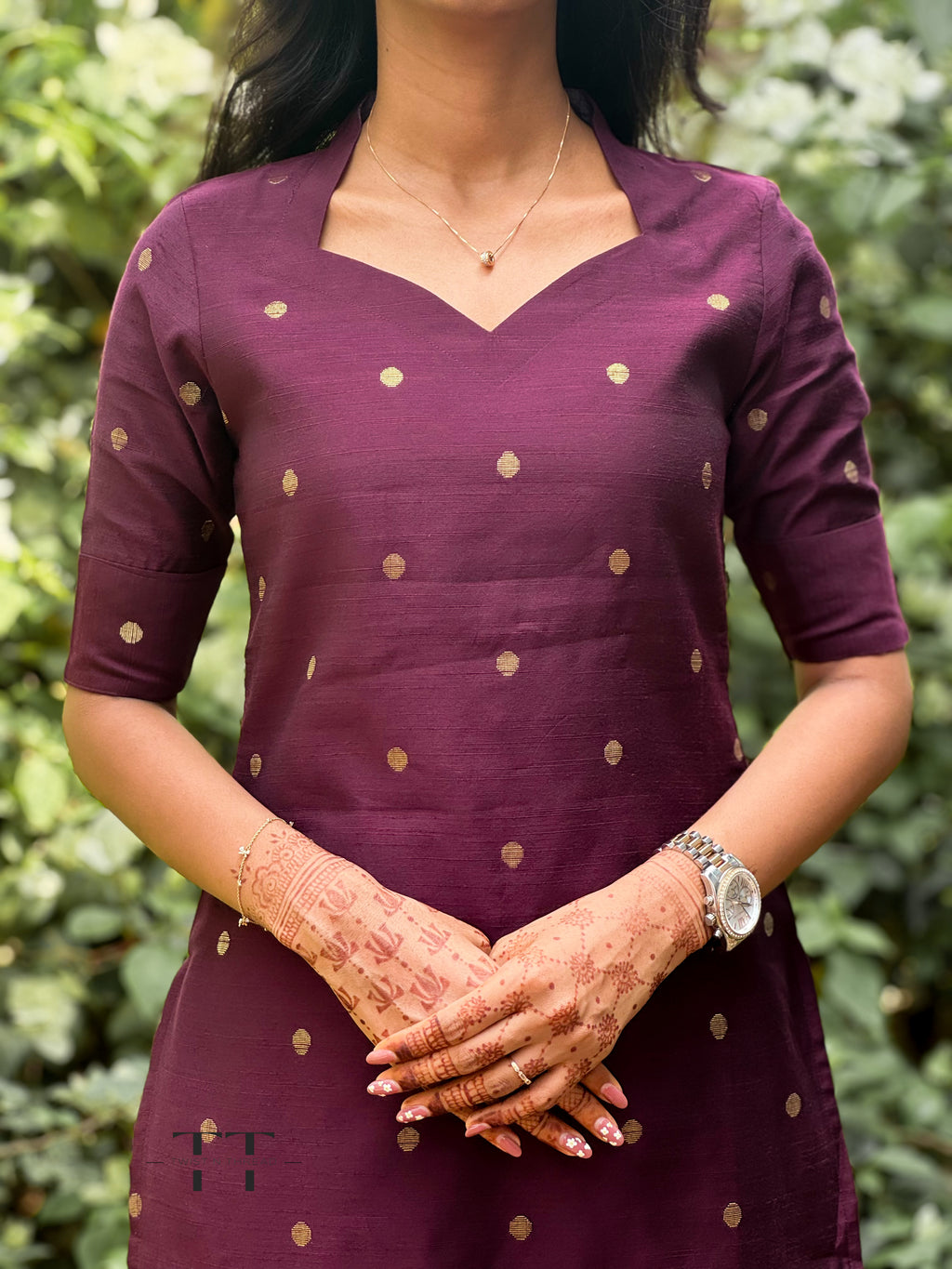 French Wine Kurta Set