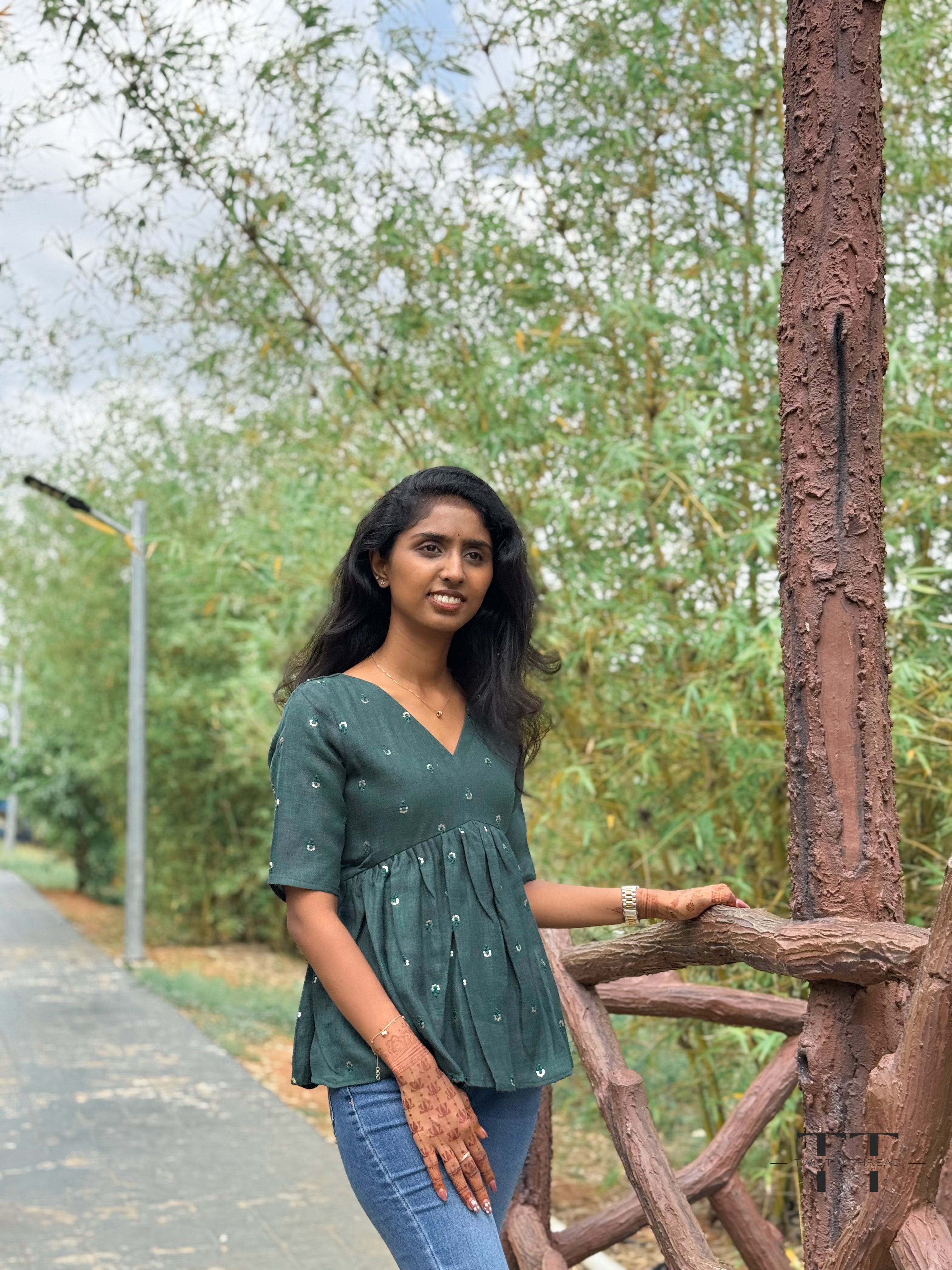 Green Peplum Top