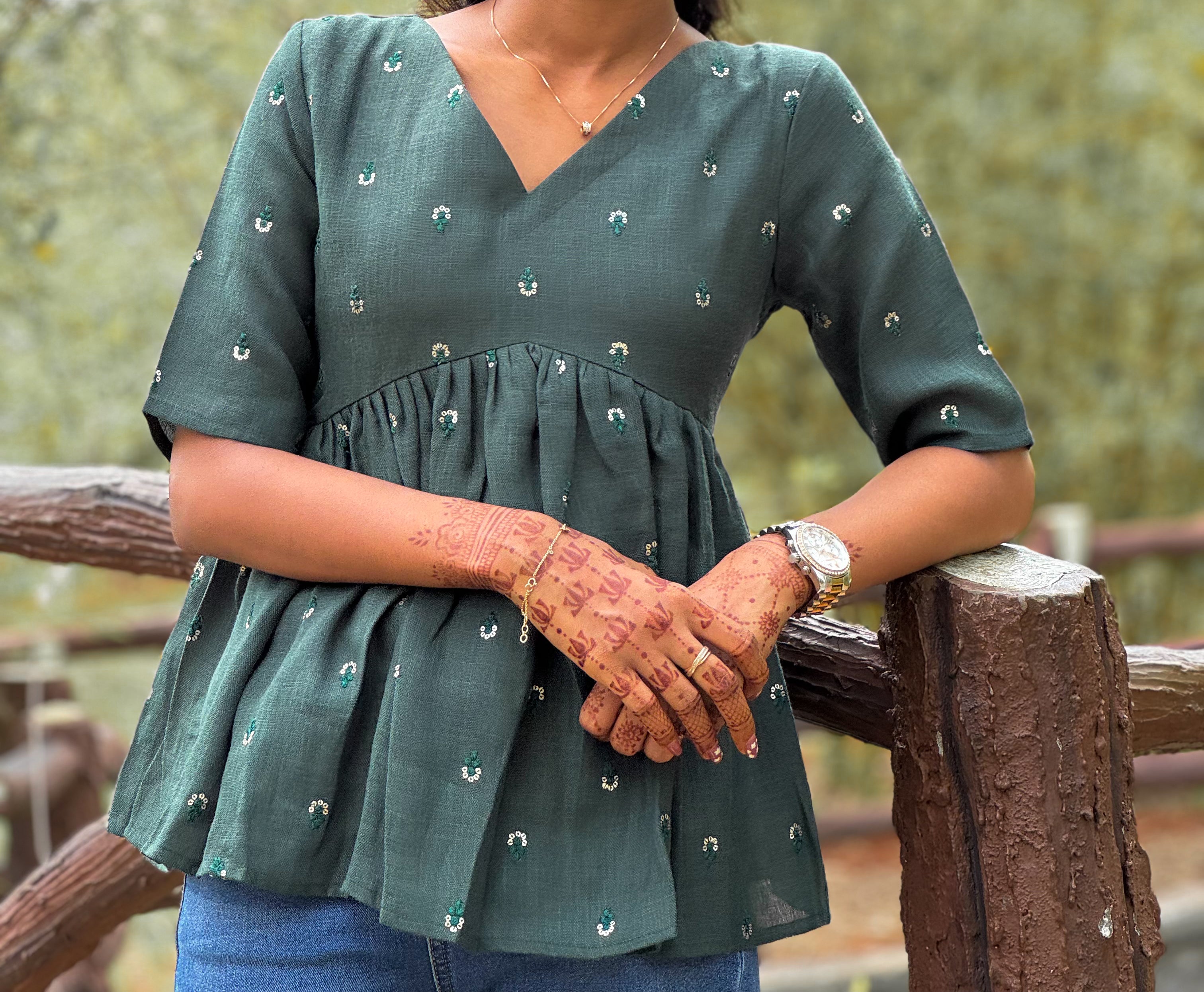 Green Peplum Top