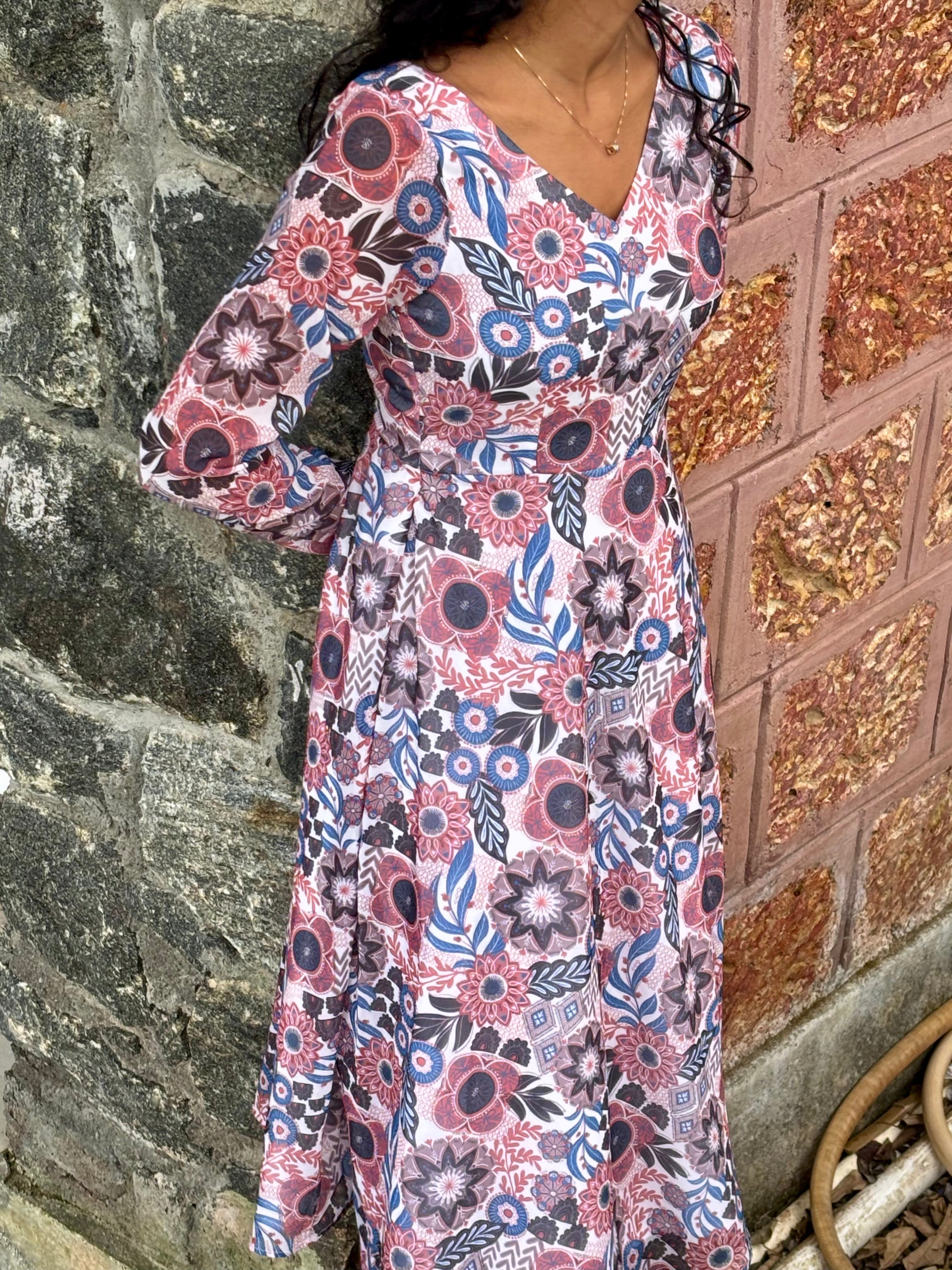 White Floral Georgette Maxi Dress