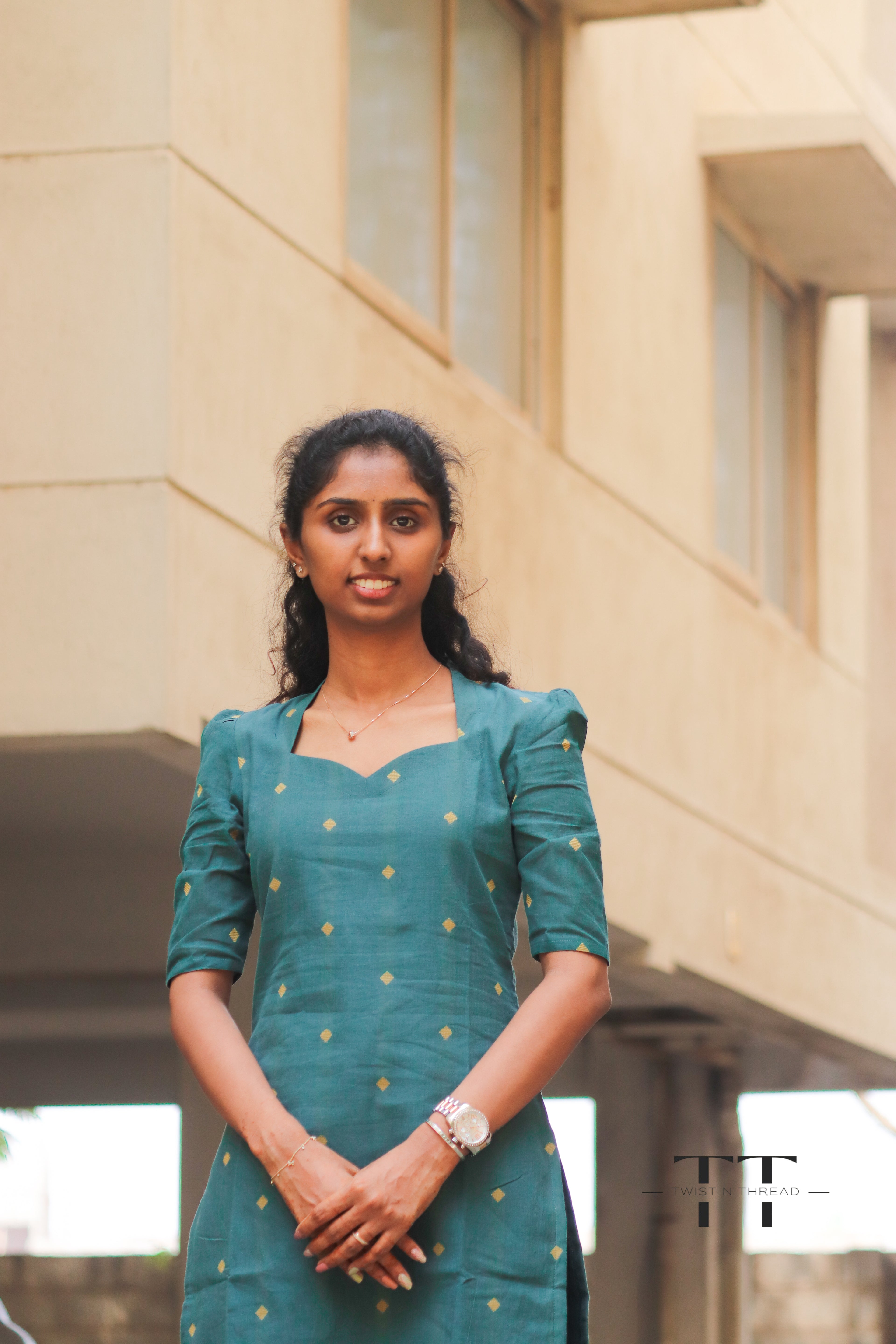Green handloom kurta set