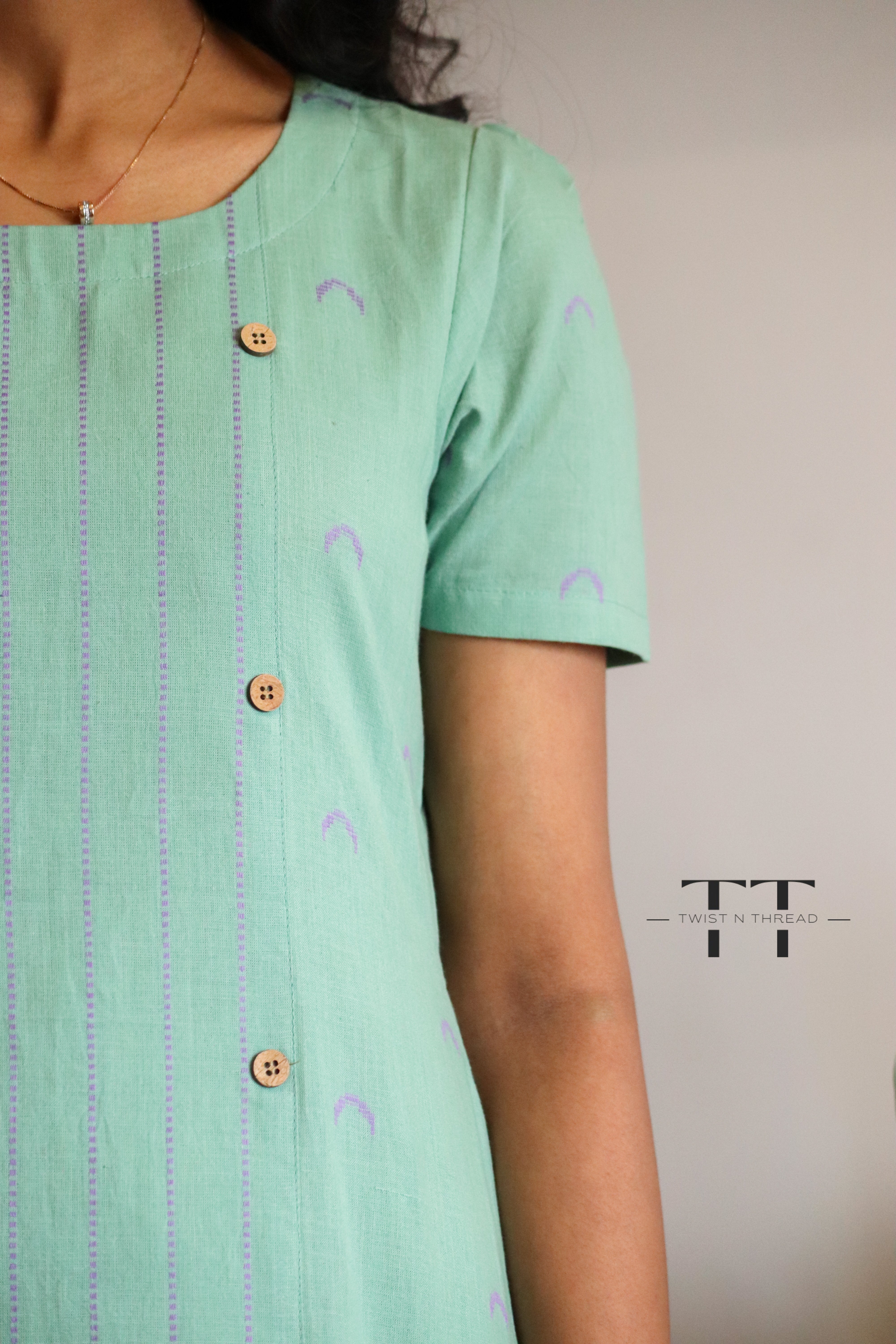 Green Handloom Aline Dress