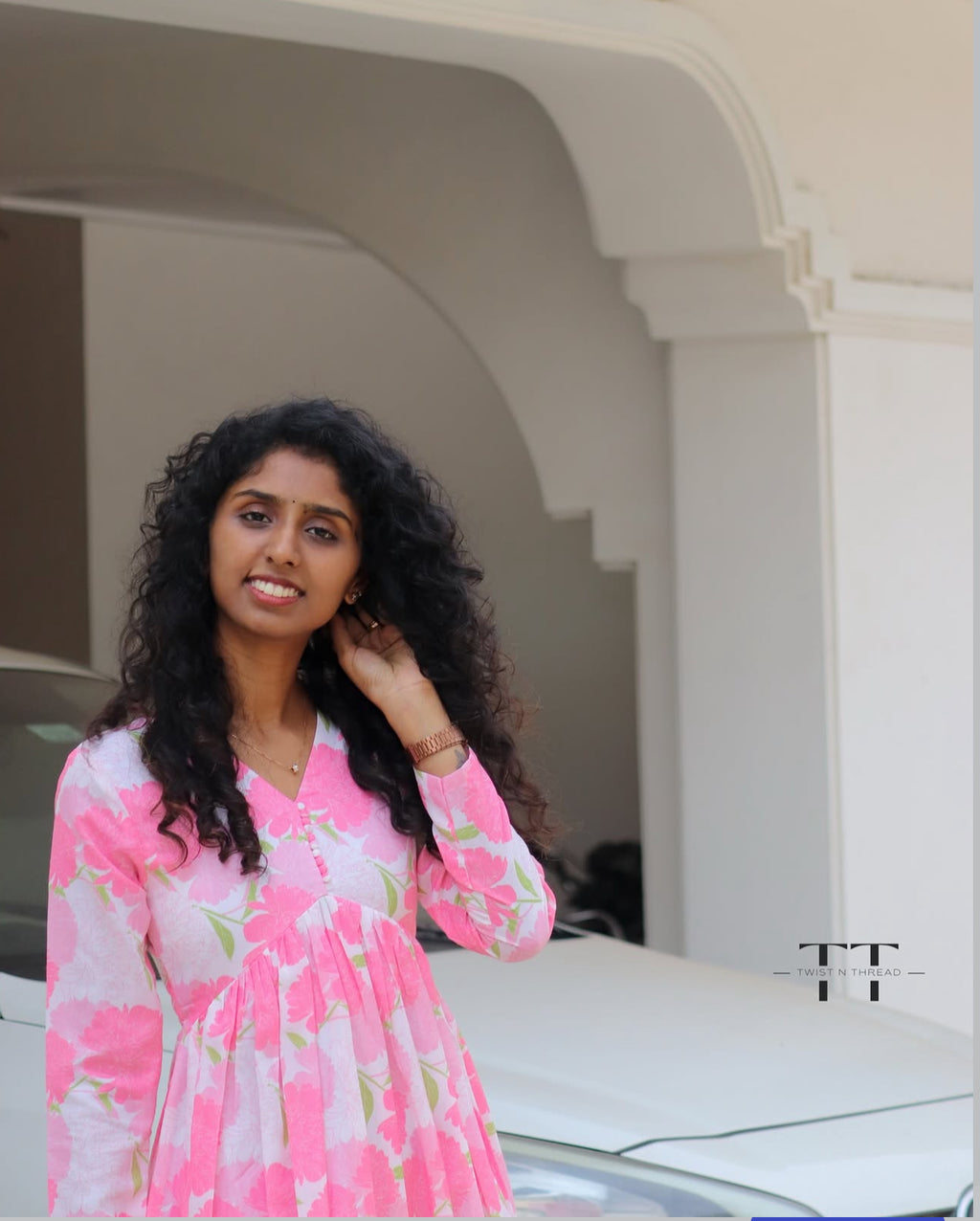 Pink floral Aliacut Dress